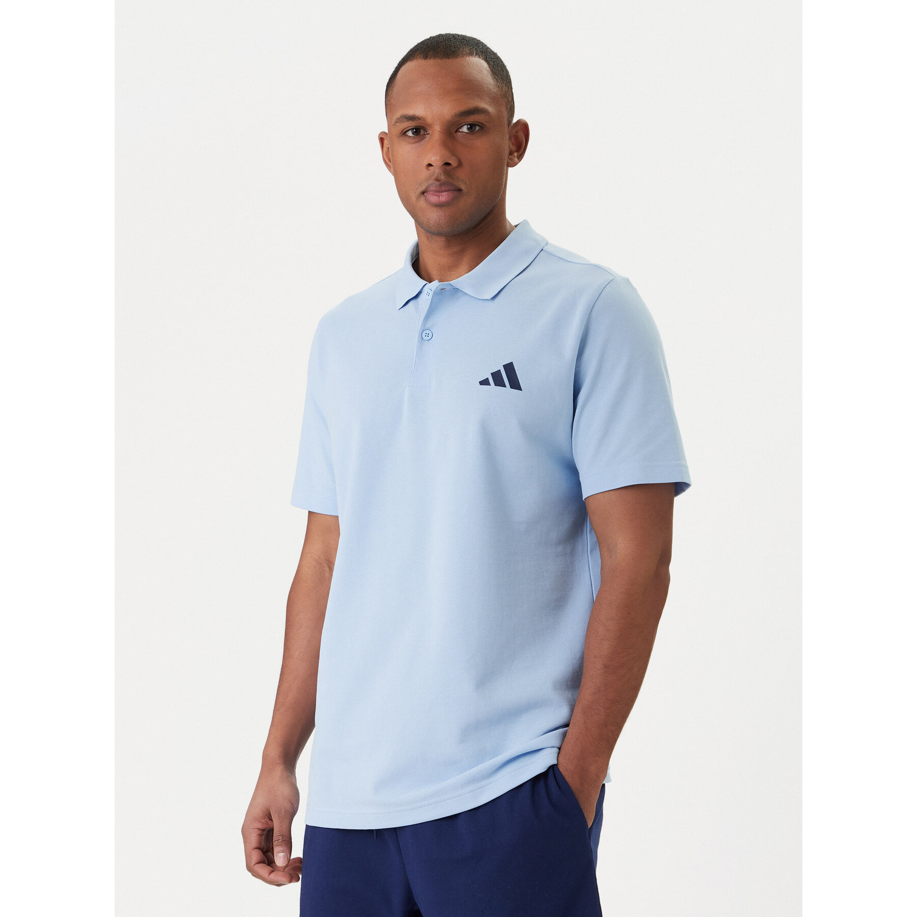 adidas Polo Small Logo Pique KS5530 Błękitny Regular Fit