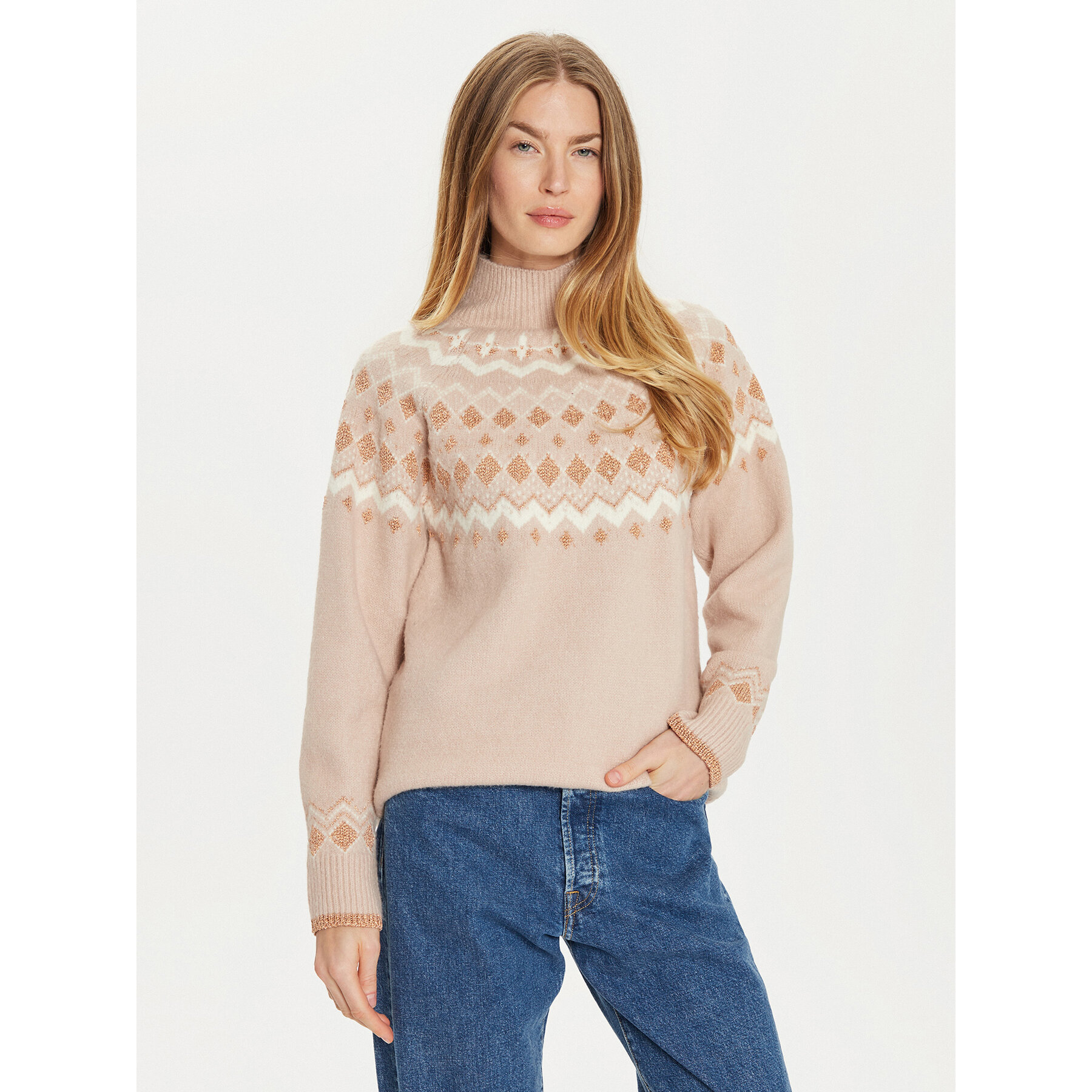 Brave Soul Sweter LK-248FABIO Beżowy Regular Fit