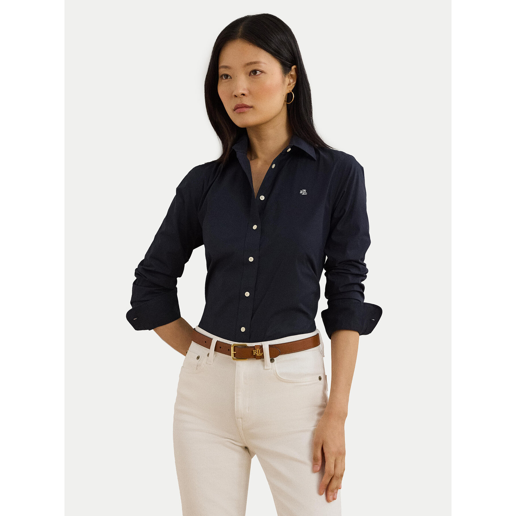 LAUREN RALPH LAUREN Koszula Easy Care Point Collar 200684553003 Granatowy Regular Fit