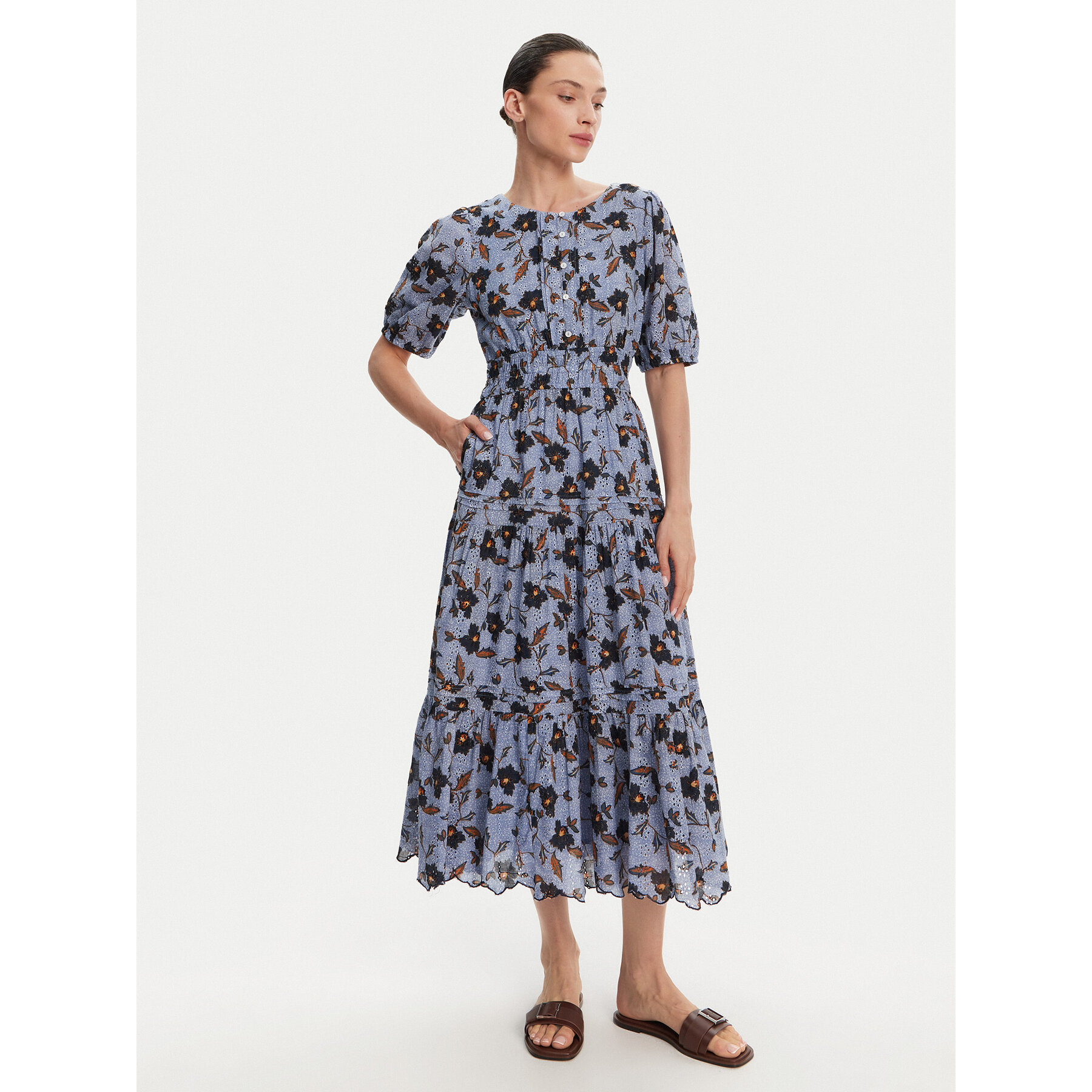 Pepe Jeans Sukienka letnia Eva PL953695 Błękitny Regular Fit