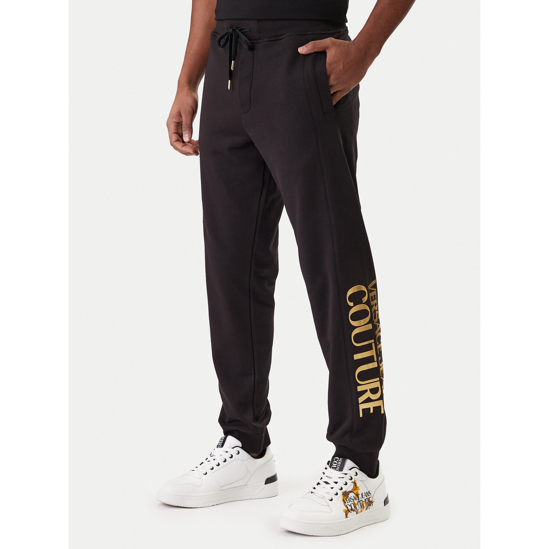 Versace Jeans Couture Spodnie dresowe 80GAAT00 CF01T Czarny Regular Fit
