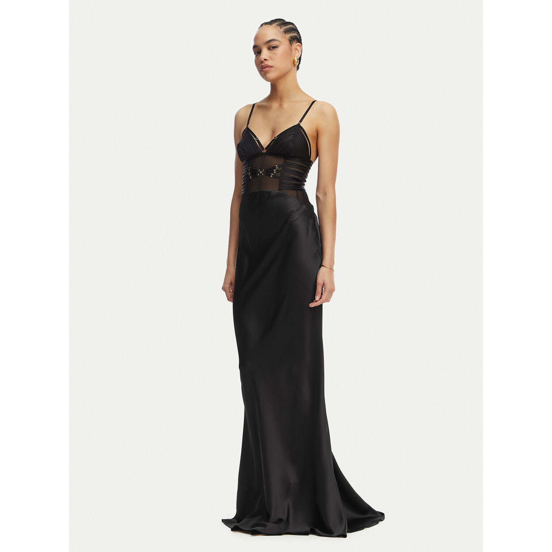 Elisabetta Franchi Sukienka wieczorowa AB-R53-62E2-V760 Czarny Slim Fit