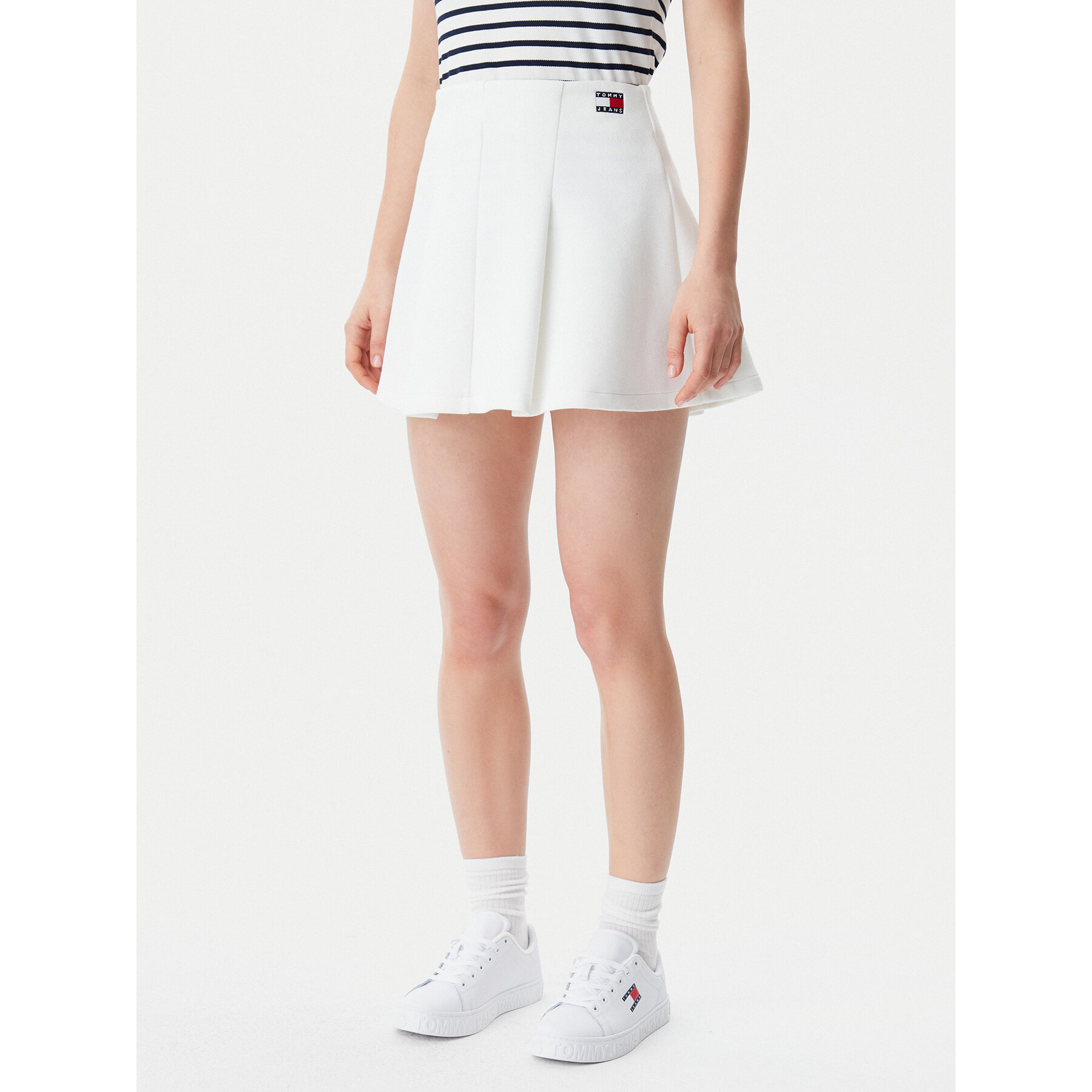 Tommy Jeans Spódnica mini Badge DW0DW20268 Écru Regular Fit