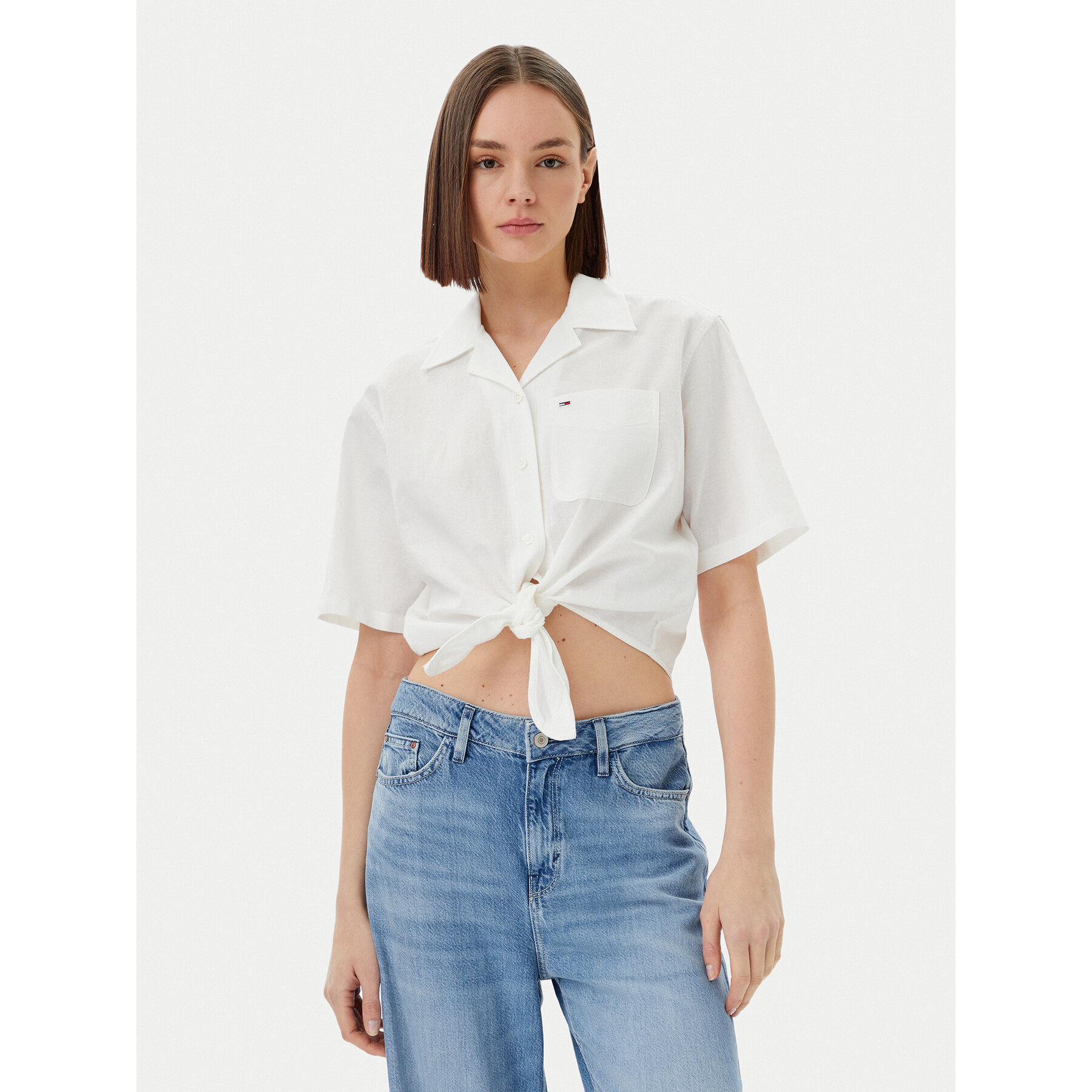 Tommy Jeans Koszula DW0DW20286 Écru Regular Fit
