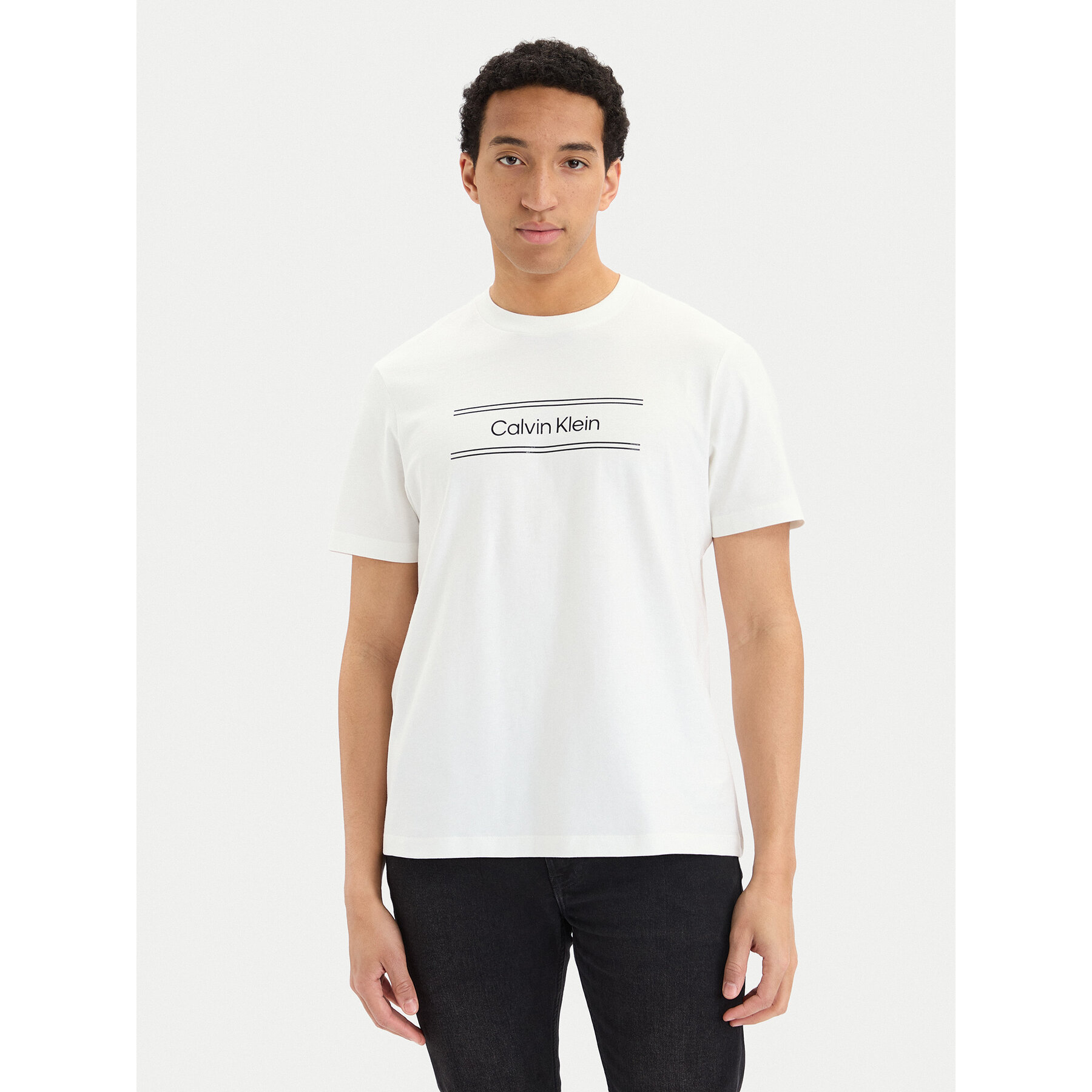 Calvin Klein T-Shirt SS 20s EU LV04LG813G Biały Regular Fit