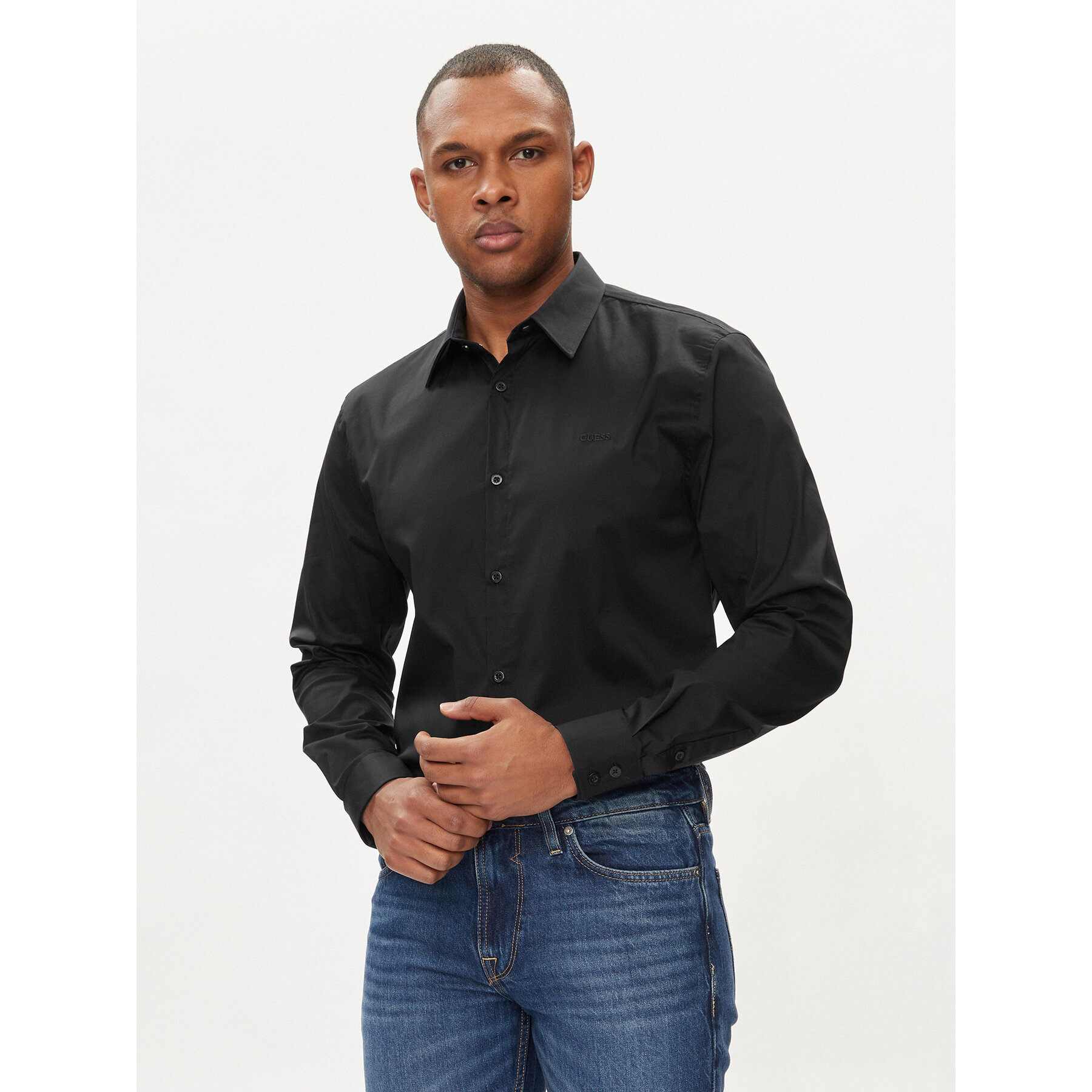 Guess Koszula Sunset M1YH20 W7ZK1 Czarny Slim Fit