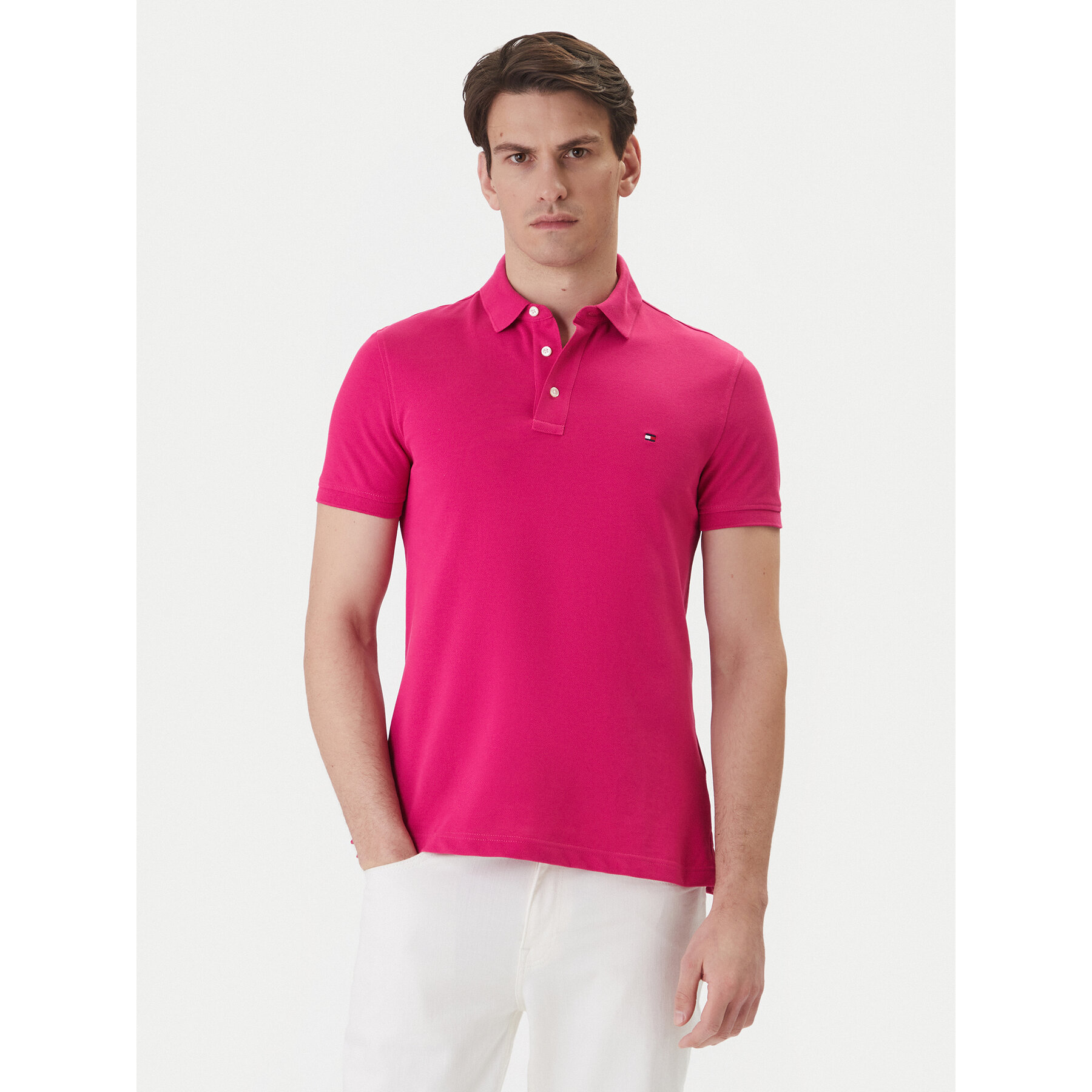 Tommy Hilfiger Polo 1985 MW0MW17771 Różowy Slim Fit