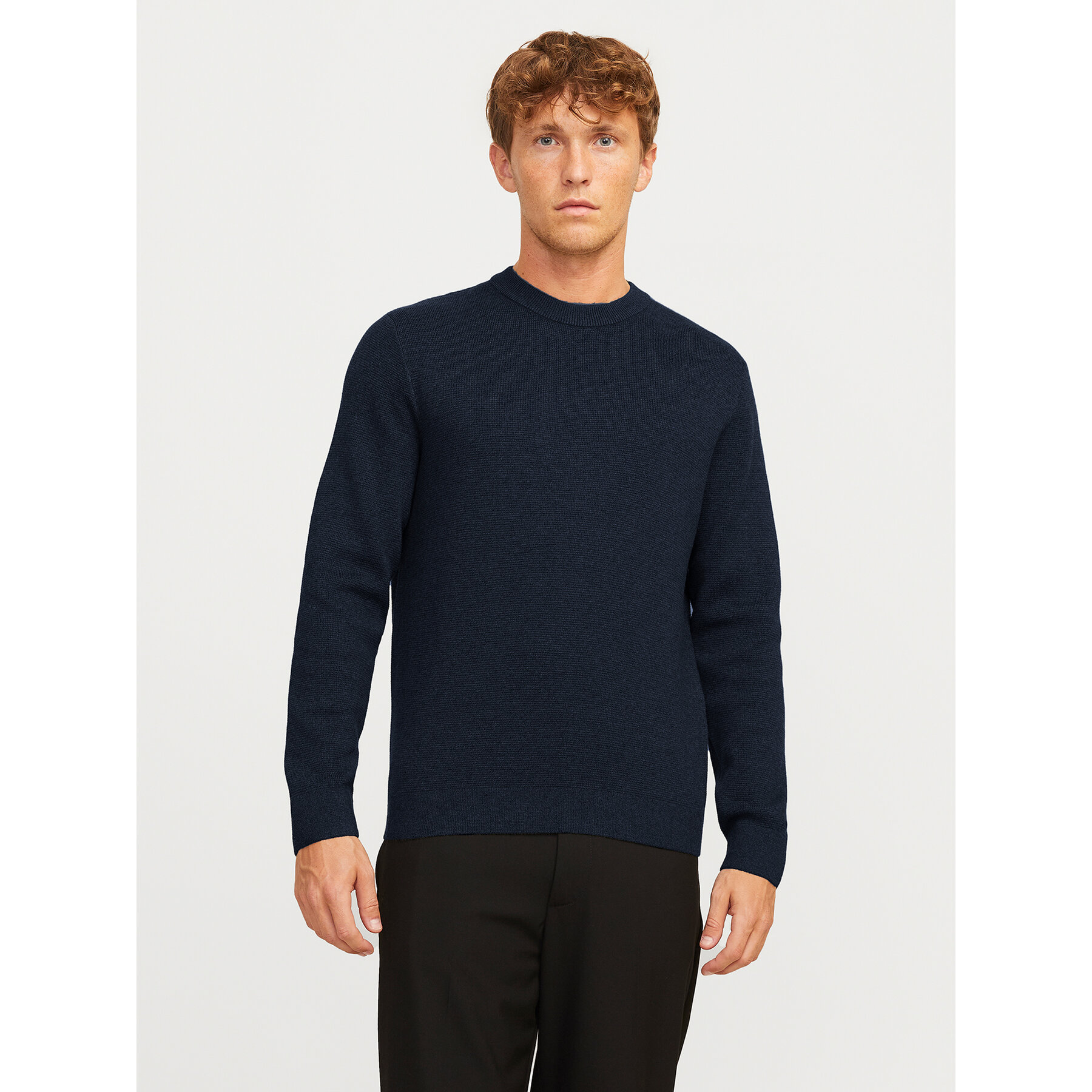Jack & Jones Sweter Milano 12259666 Granatowy Relaxed Fit