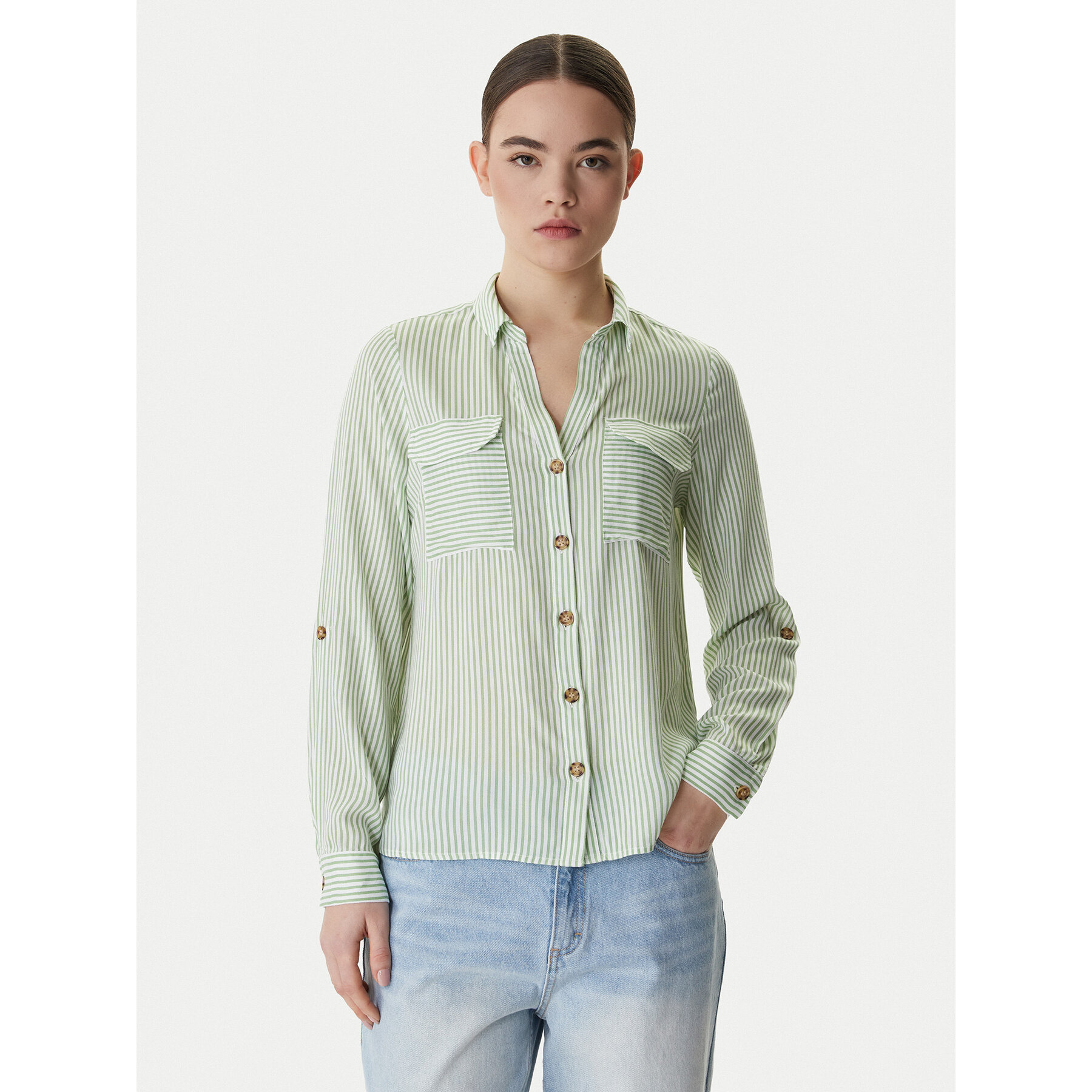 Vero Moda Koszula Bumpy 10275283 Zielony Regular Fit