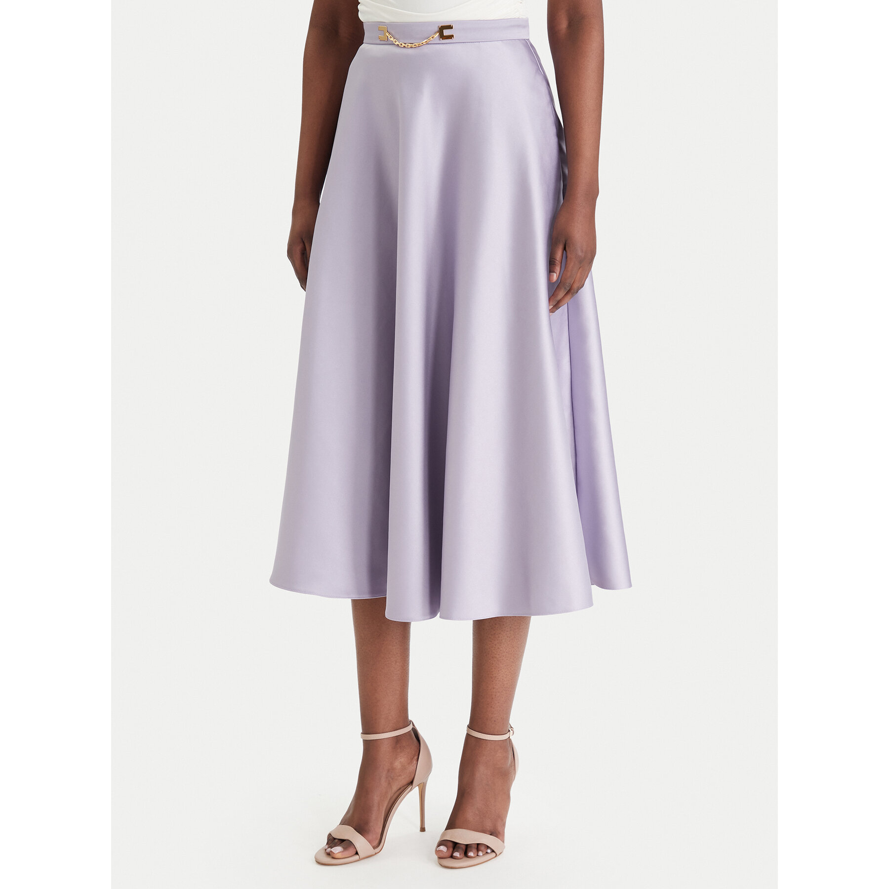Elisabetta Franchi Spódnica midi GO-156-61E2-V320 Fioletowy Regular Fit