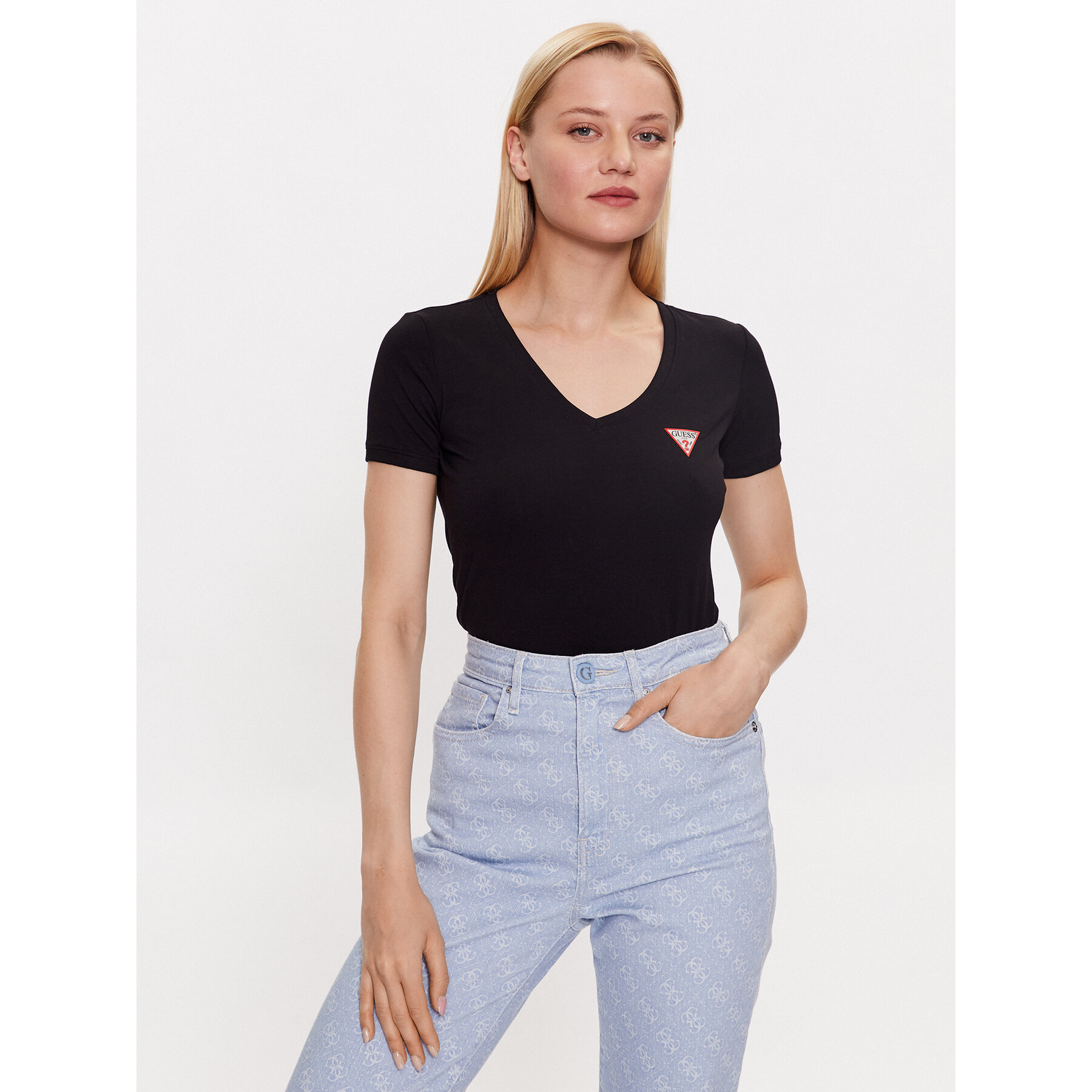 Guess T-Shirt W2YI45 J1314 Czarny Slim Fit