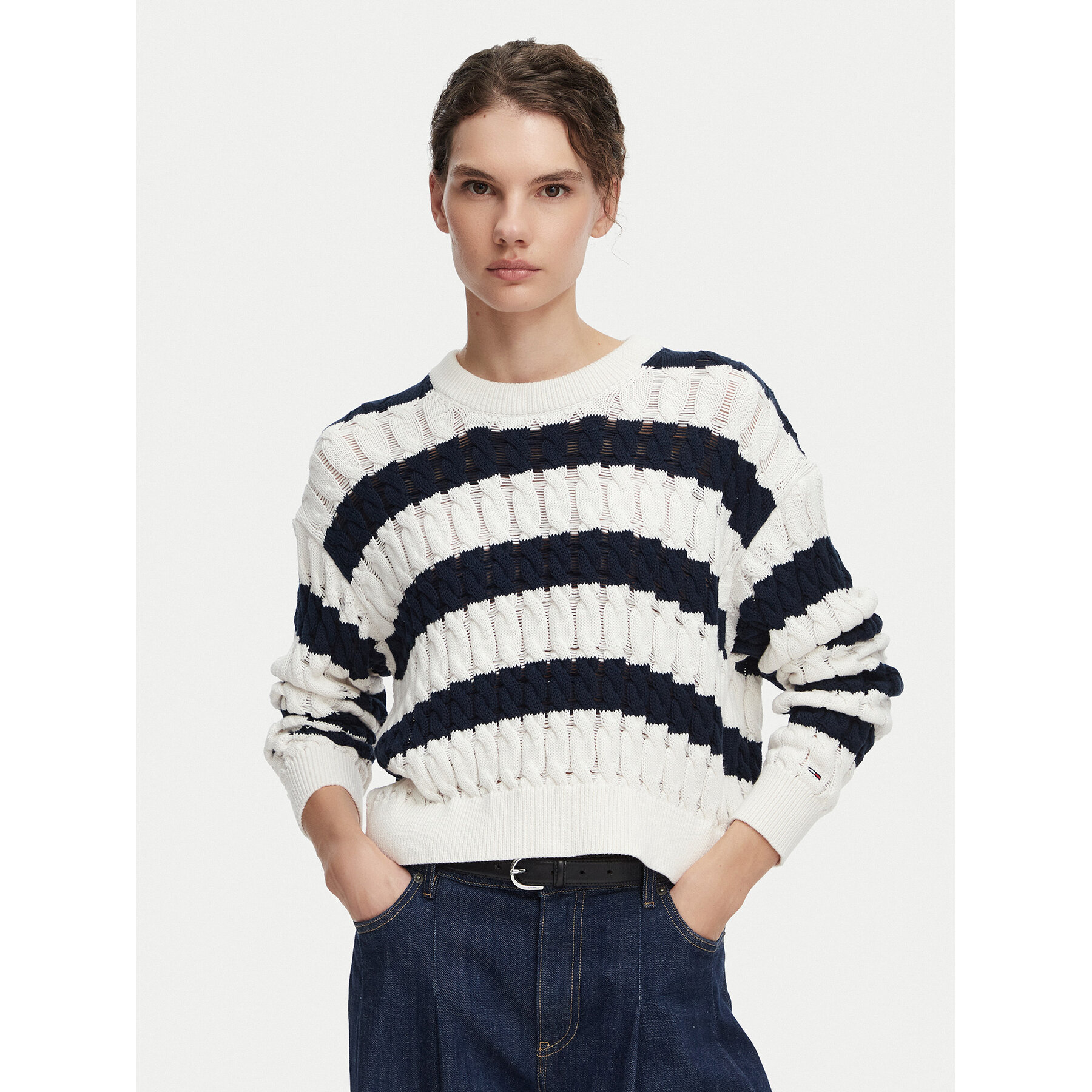 Tommy Jeans Sweter DW0DW22926 Granatowy Loose Fit