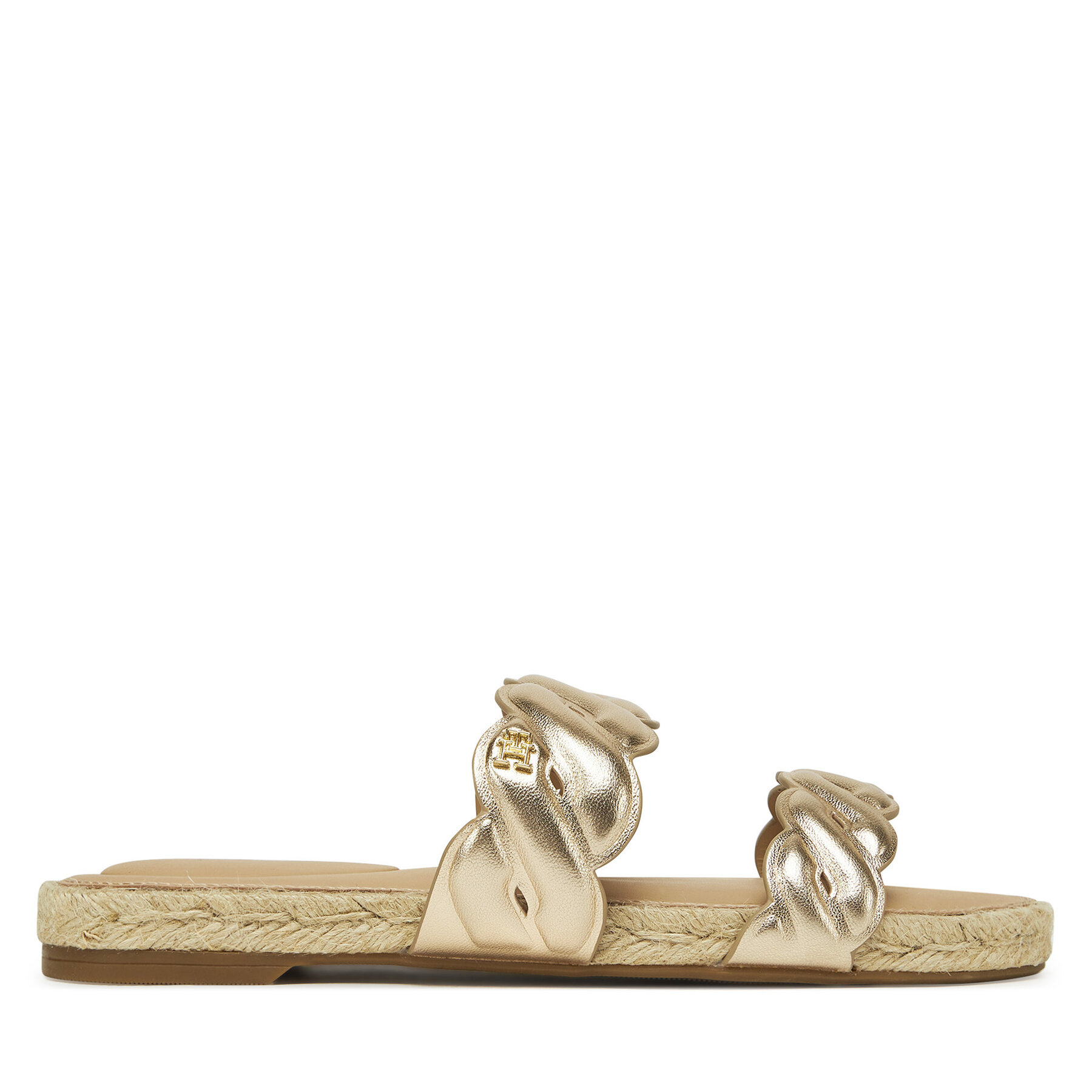 Tommy Hilfiger Espadryle Metallic Rope Espadrille Mule FW0FW08670 Złoty