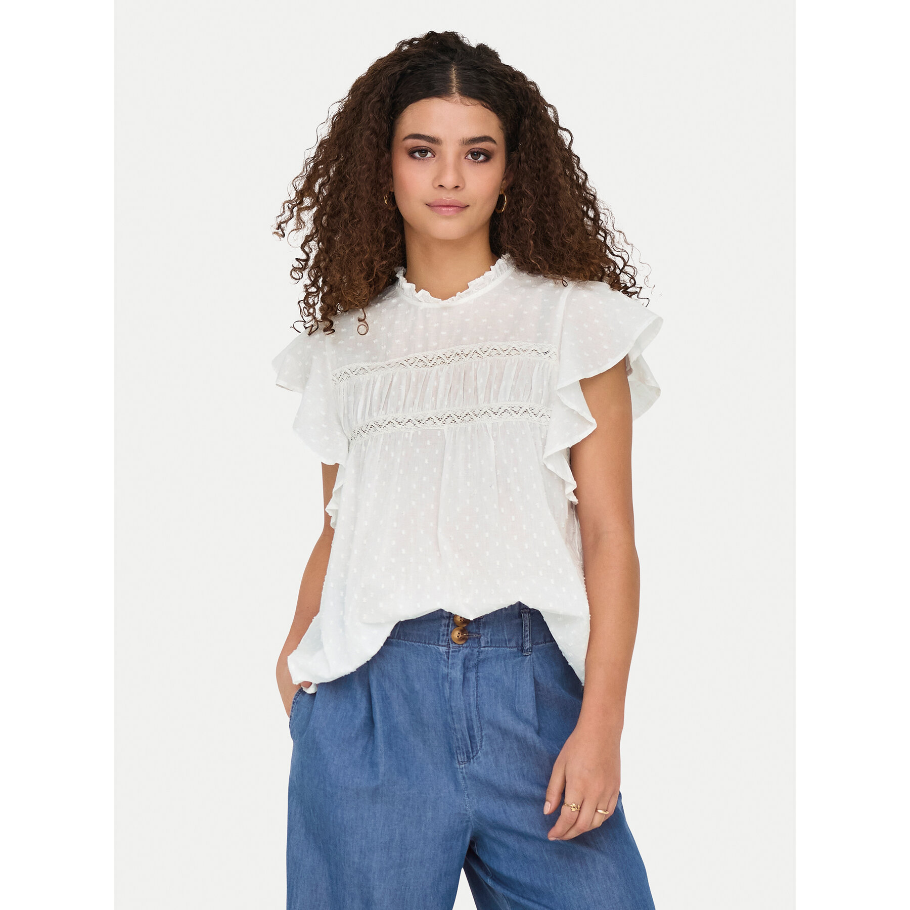 ONLY Bluzka Katti 15337637 Biały Regular Fit