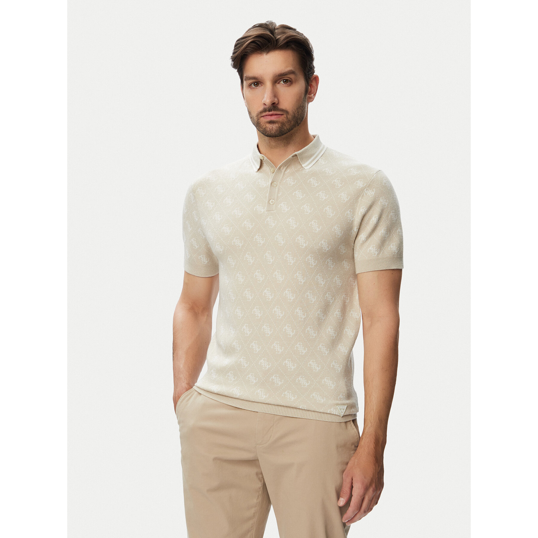 Guess Polo M6YR10 Z0915 Beżowy Regular Fit