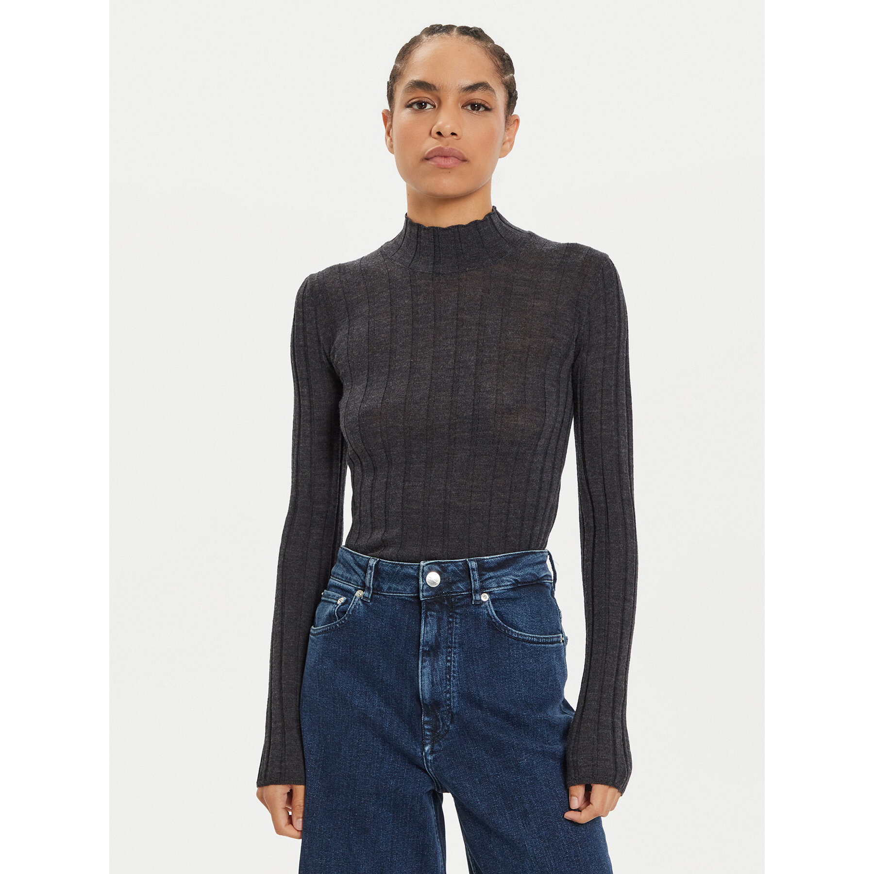 IVY OAK Sweter Kacy Rose IO113151 Szary Slim Fit