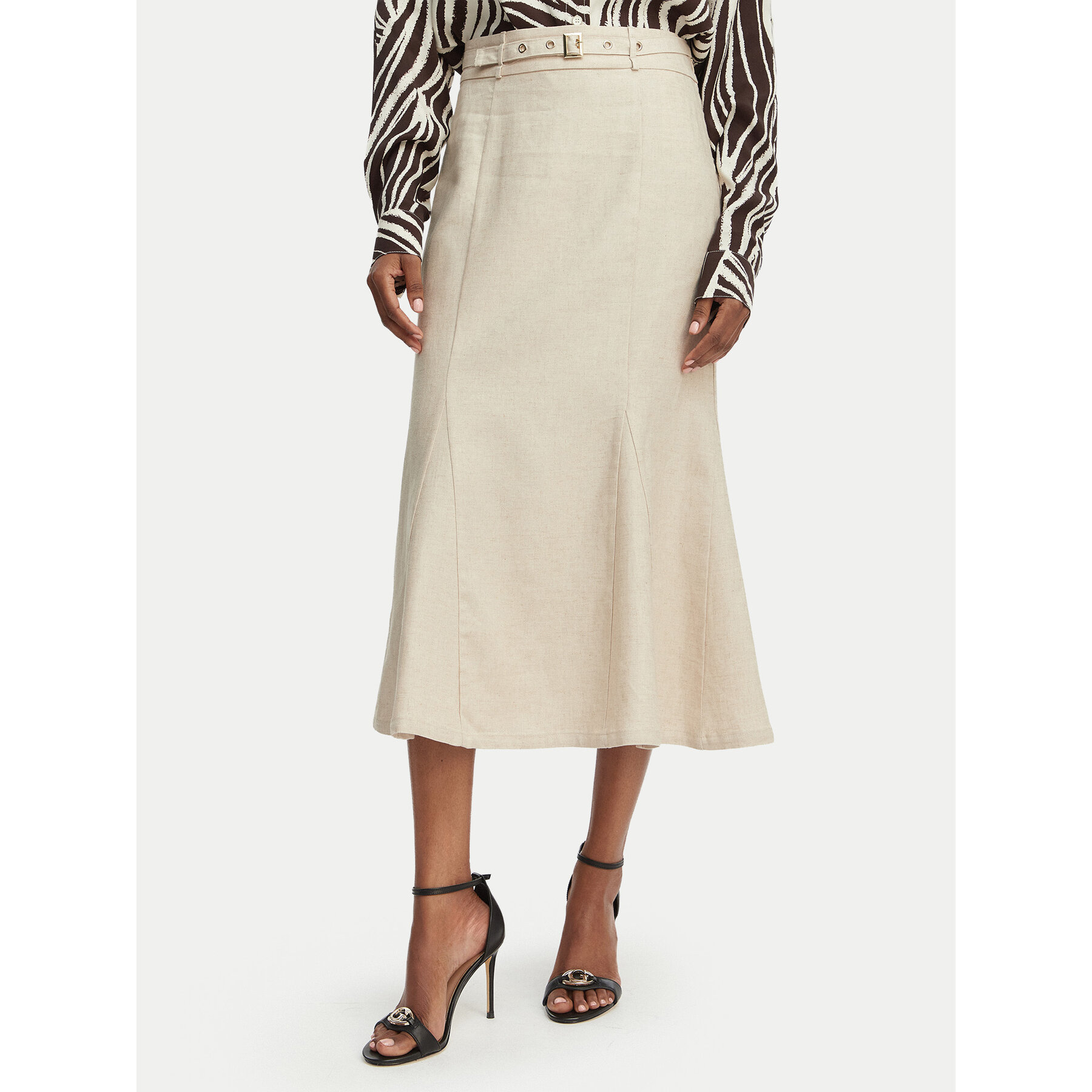 Guess Spódnica midi W6GD69 W2092 Beżowy jasny Regular Fit