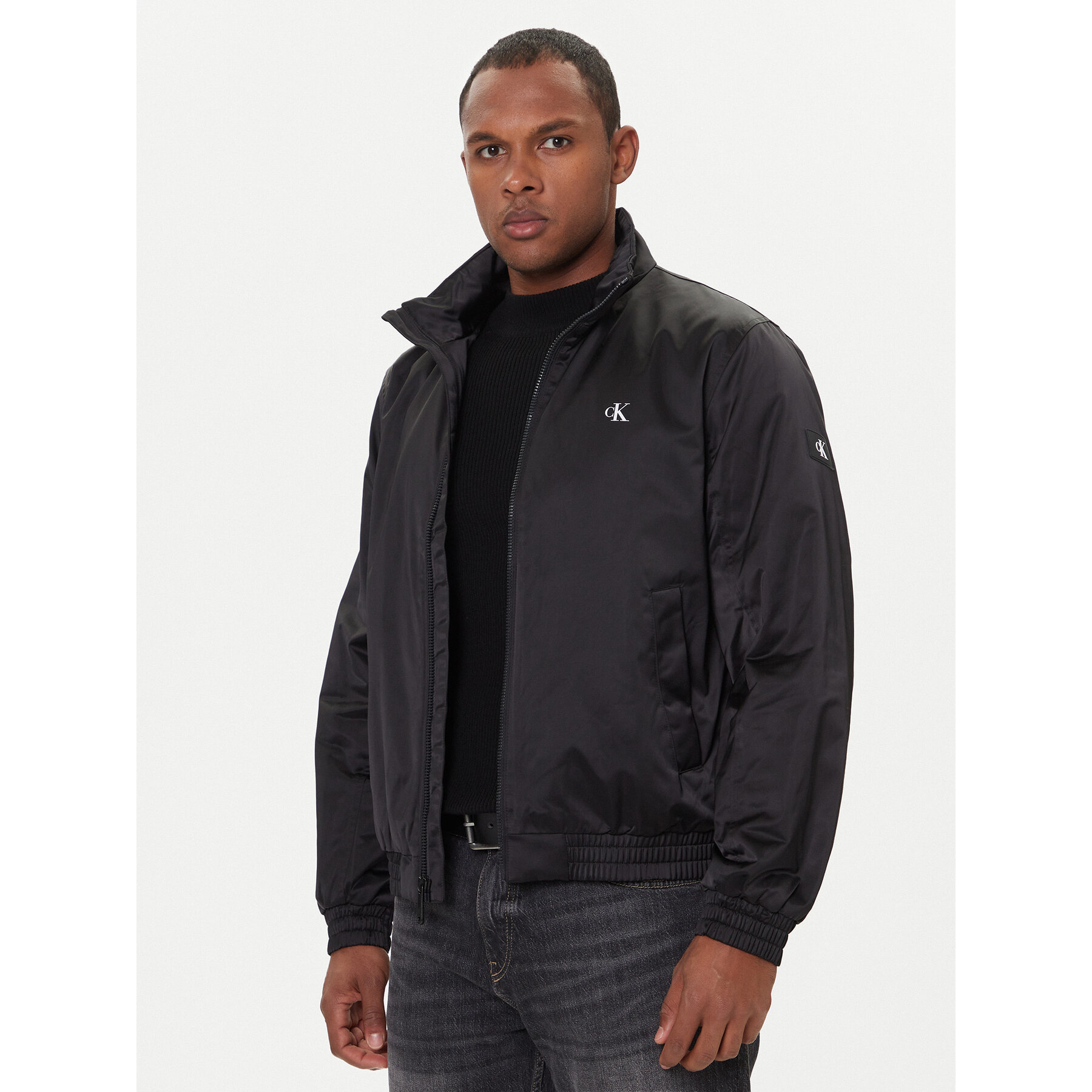 Calvin Klein Jeans Kurtka bomber Harrington LV04RC516G Czarny Regular Fit