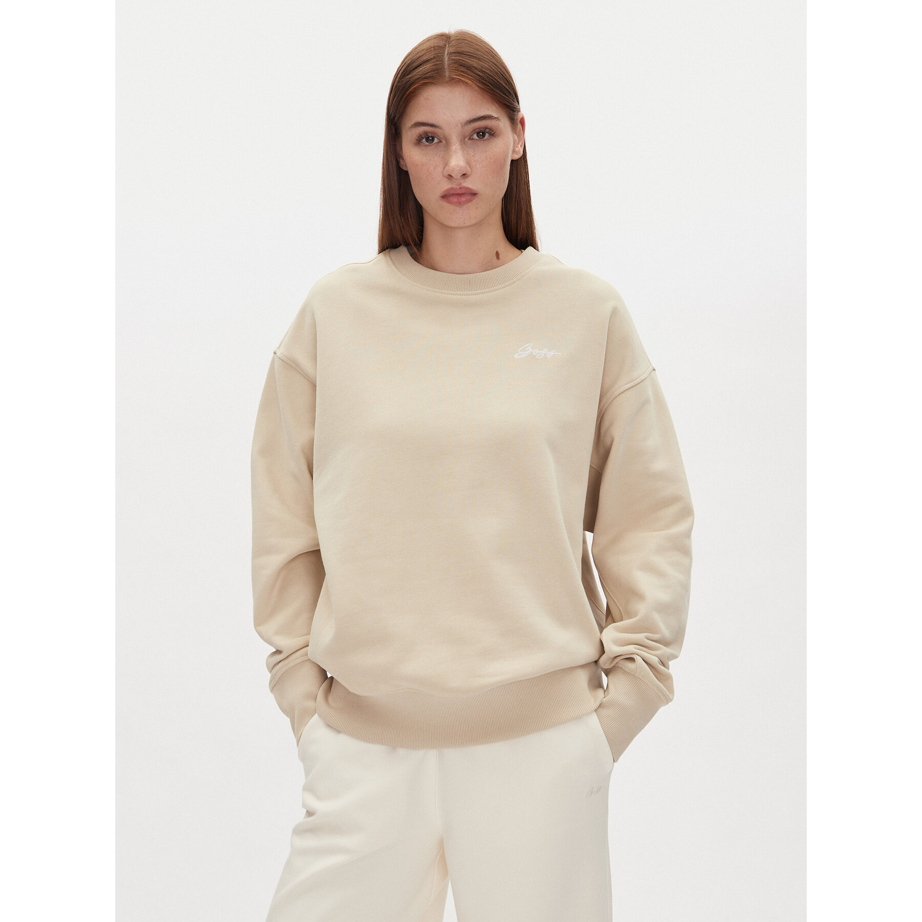 BOSS Bluza 50540266 Beżowy Regular Fit