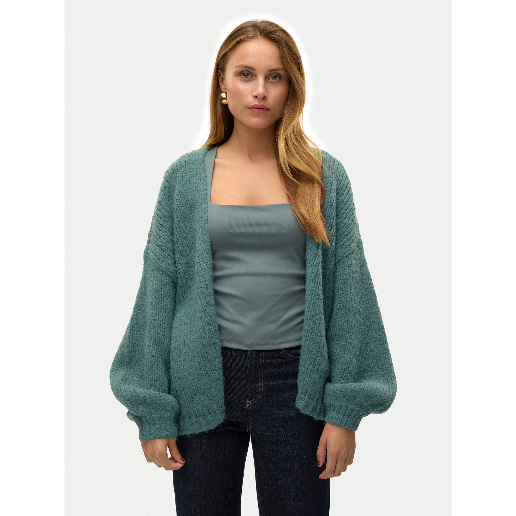 Vero Moda Kardigan Maybe 10273101 Zielony Oversize