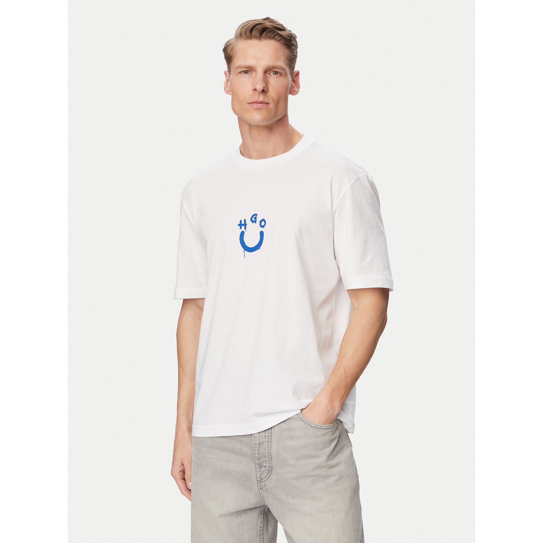 HUGO T-Shirt Norizom 50560112 Biały Regular Fit