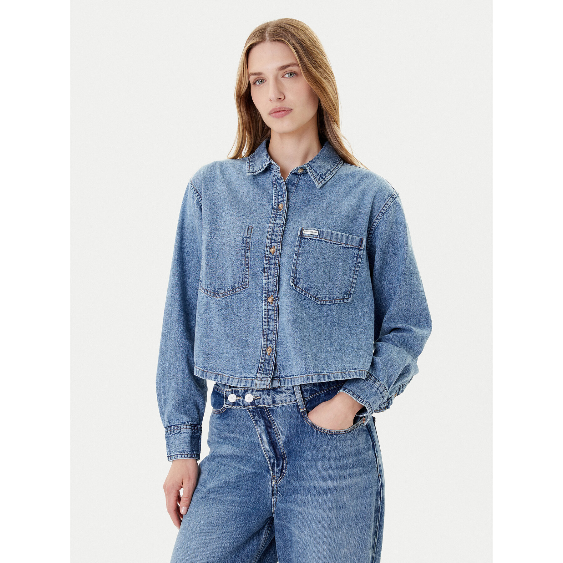 Guess Jeans Koszula W5YH0D D5M86 Niebieski Regular Fit