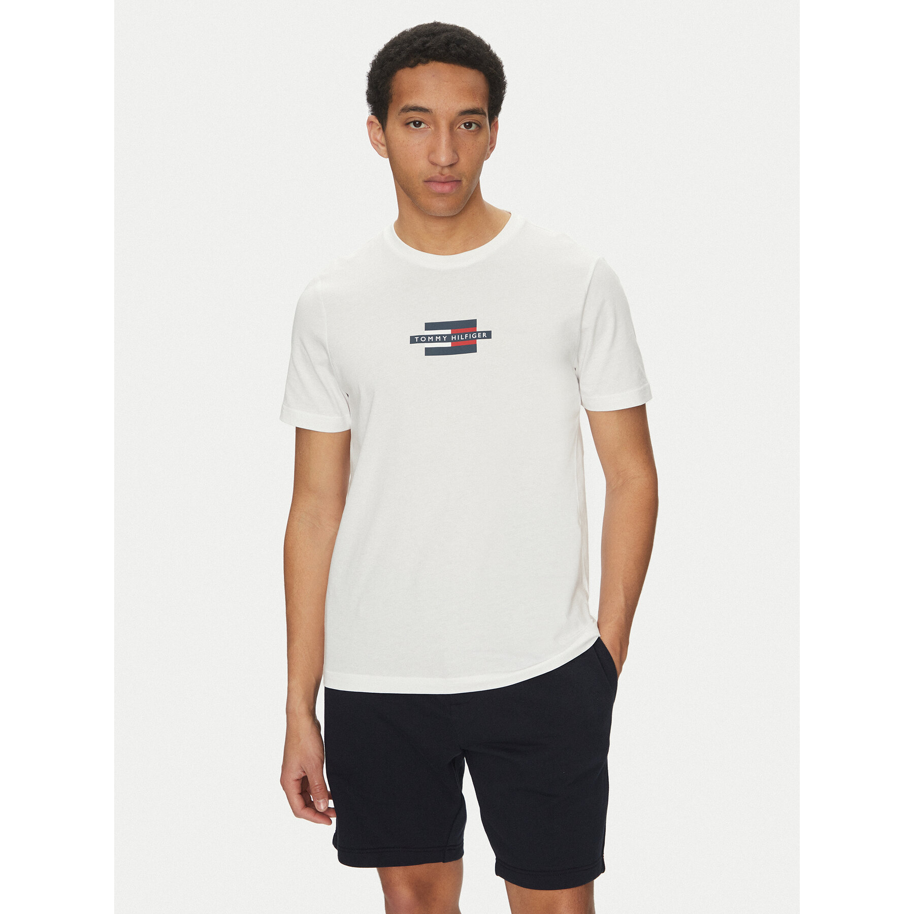 Tommy Hilfiger T-Shirt Flag Box MW0MW38636 Biały Regular Fit