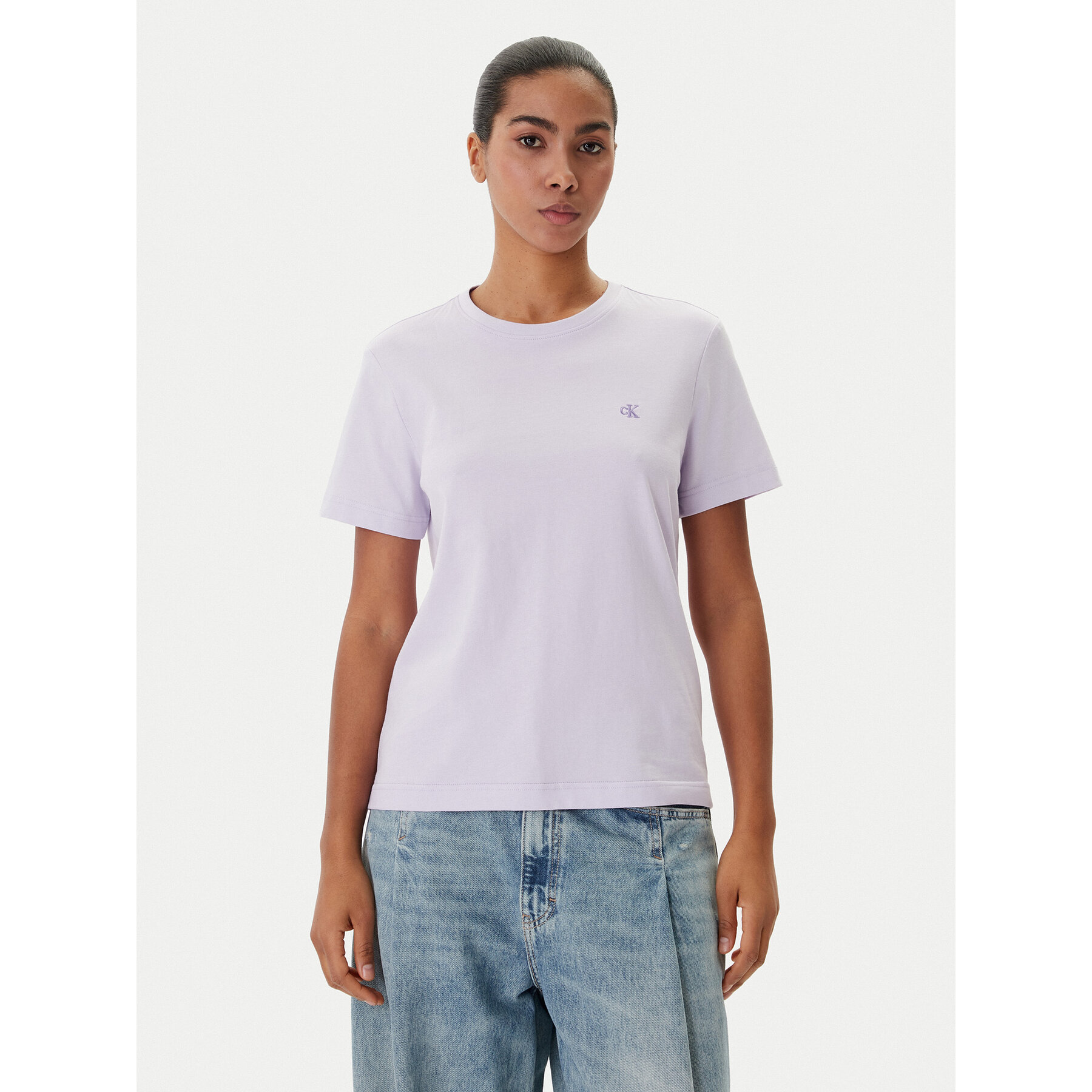 Calvin Klein Jeans T-Shirt Monogram LV047B224G Fioletowy Regular Fit