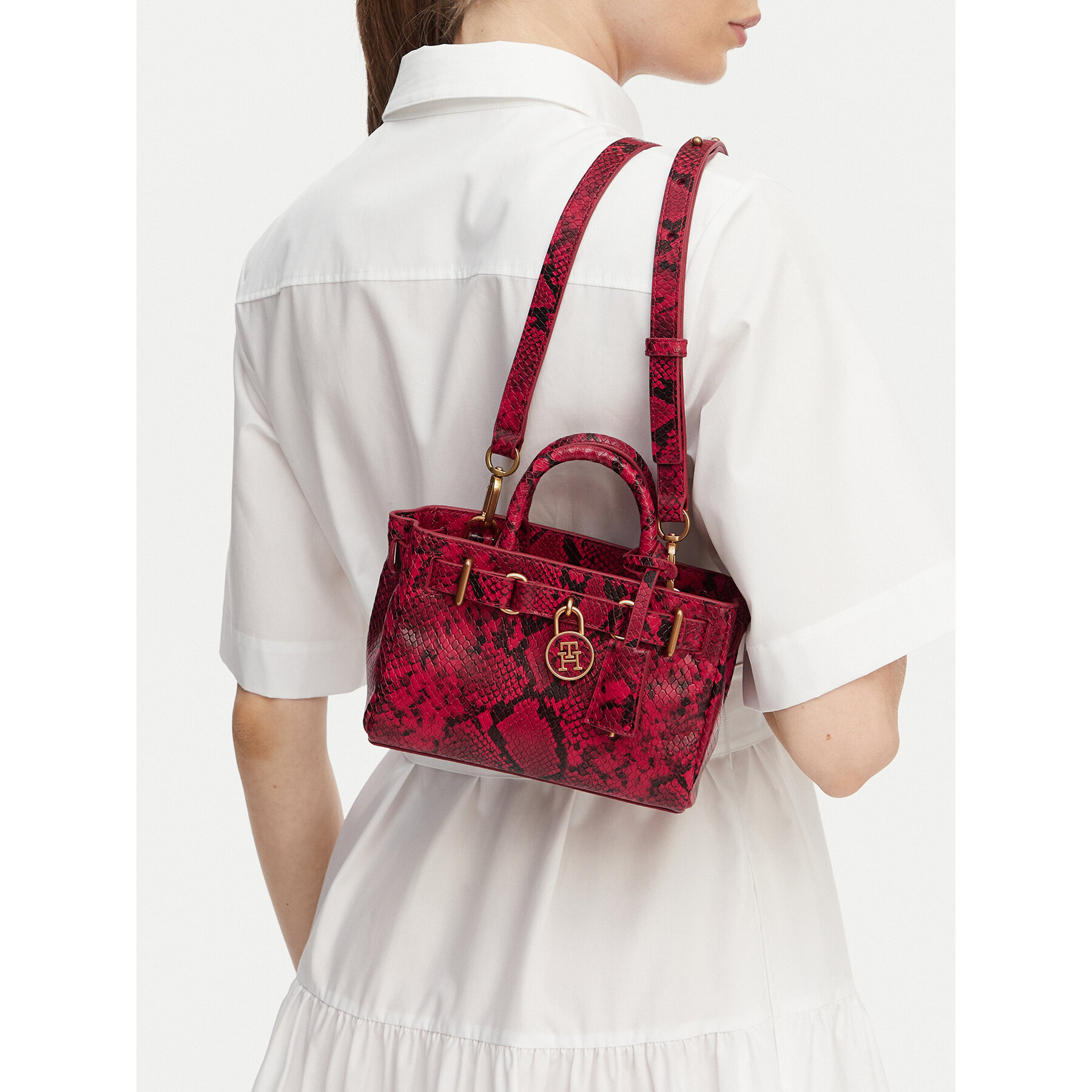 Tommy Hilfiger Torebka American Icon Micro Tote Snake AW0AW18820 Czerwony
