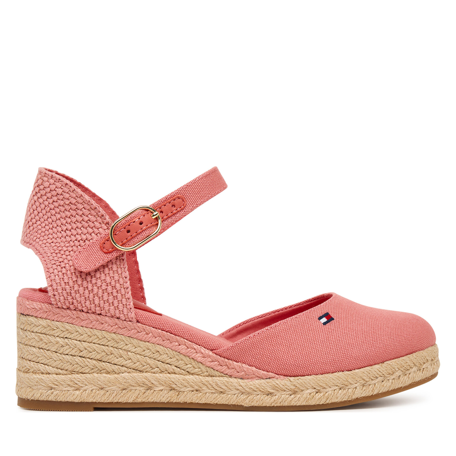 Tommy Hilfiger Espadryle Mid Wedge Espad Closed Toe FW0FW09233 Koralowy