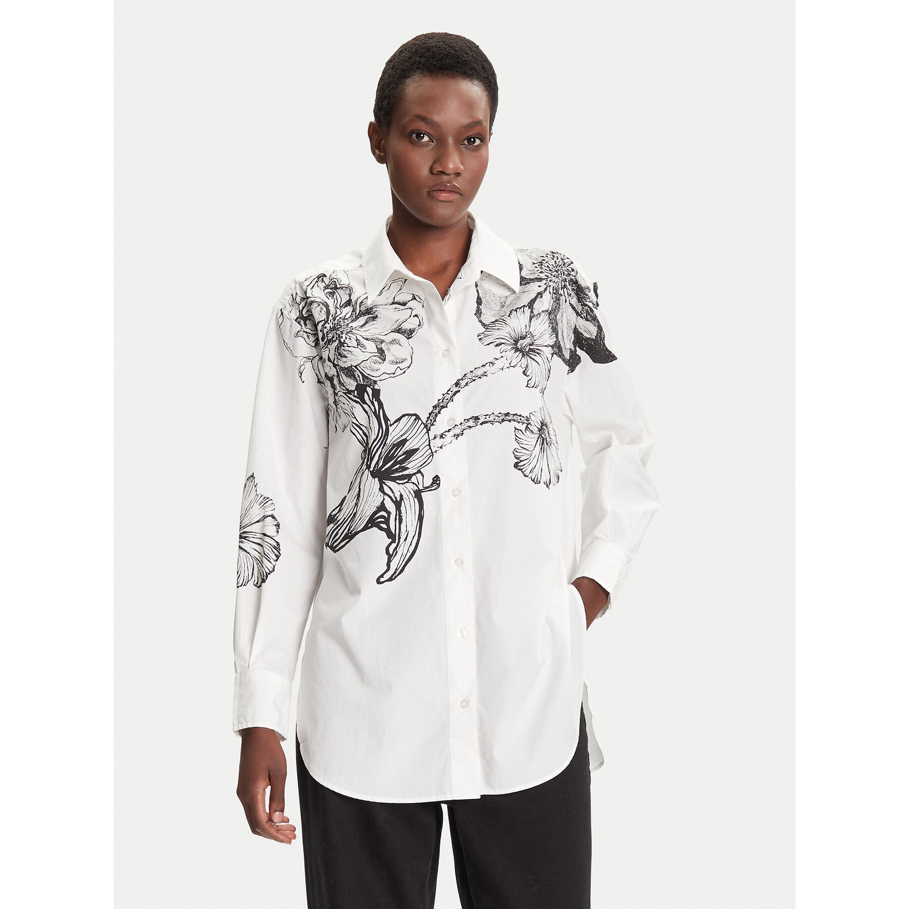 Desigual Koszula Byn Lacroix 25WWCW07 Biały Loose Fit