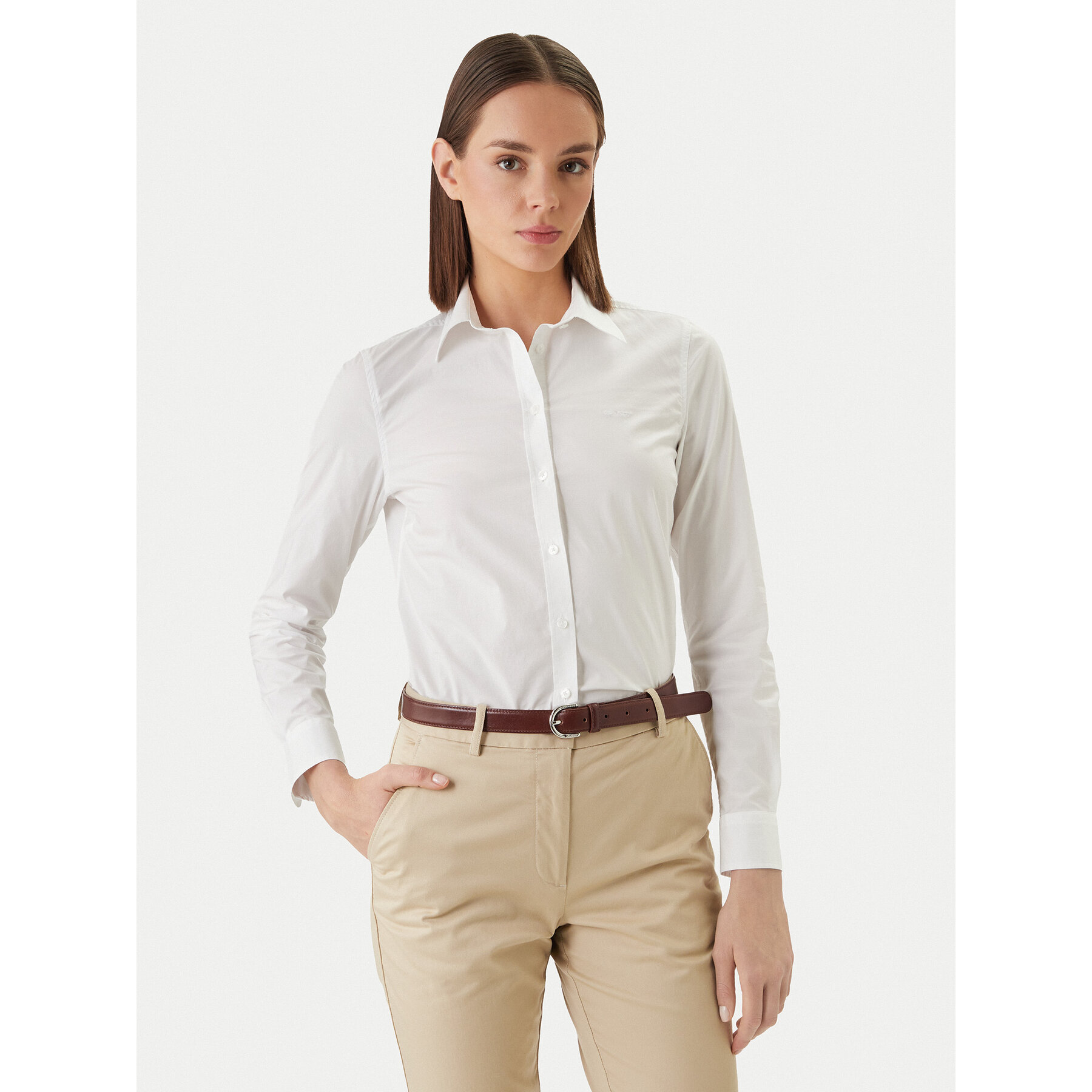 Gant Koszula 4300486 Biały Slim Fit