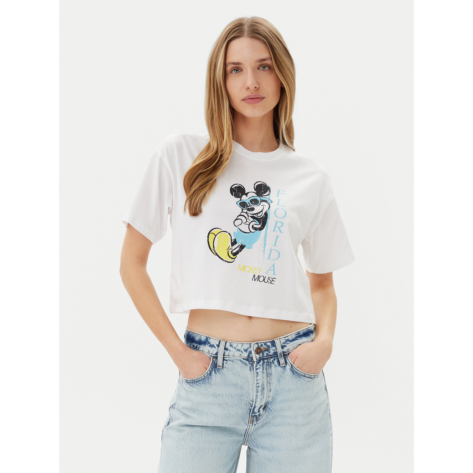 ONLY T-Shirt Mickey Minnie 15348126 Biały Regular Fit