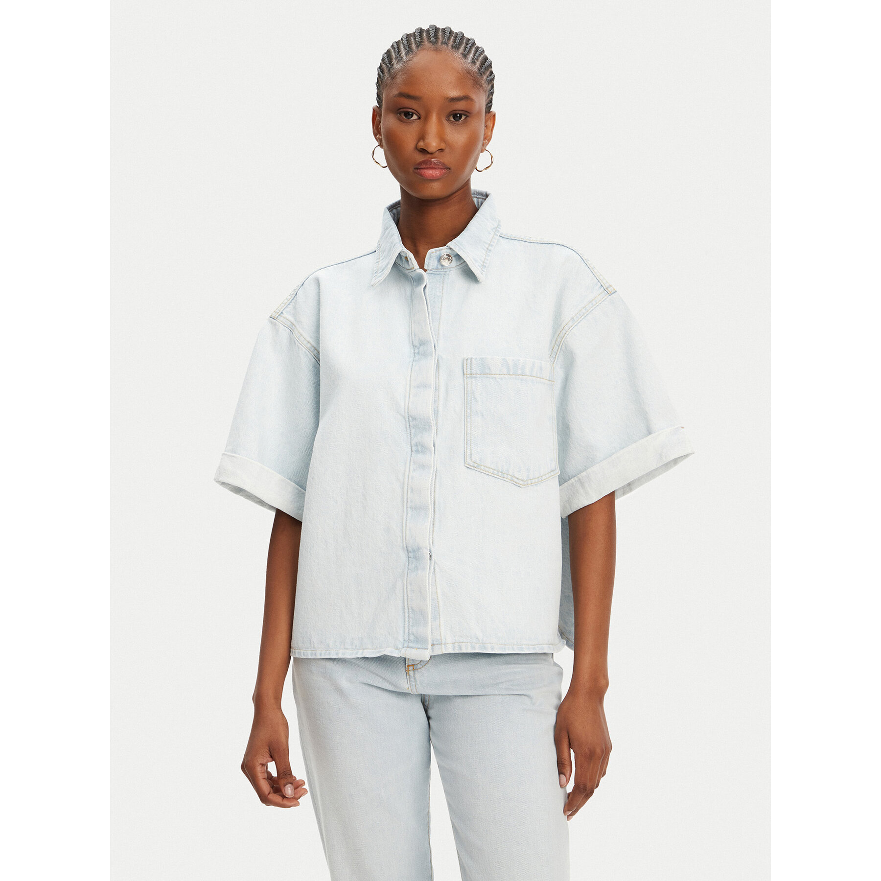 ACCESS FASHION Koszula jeansowa 53-8031-580 Niebieski Loose Fit
