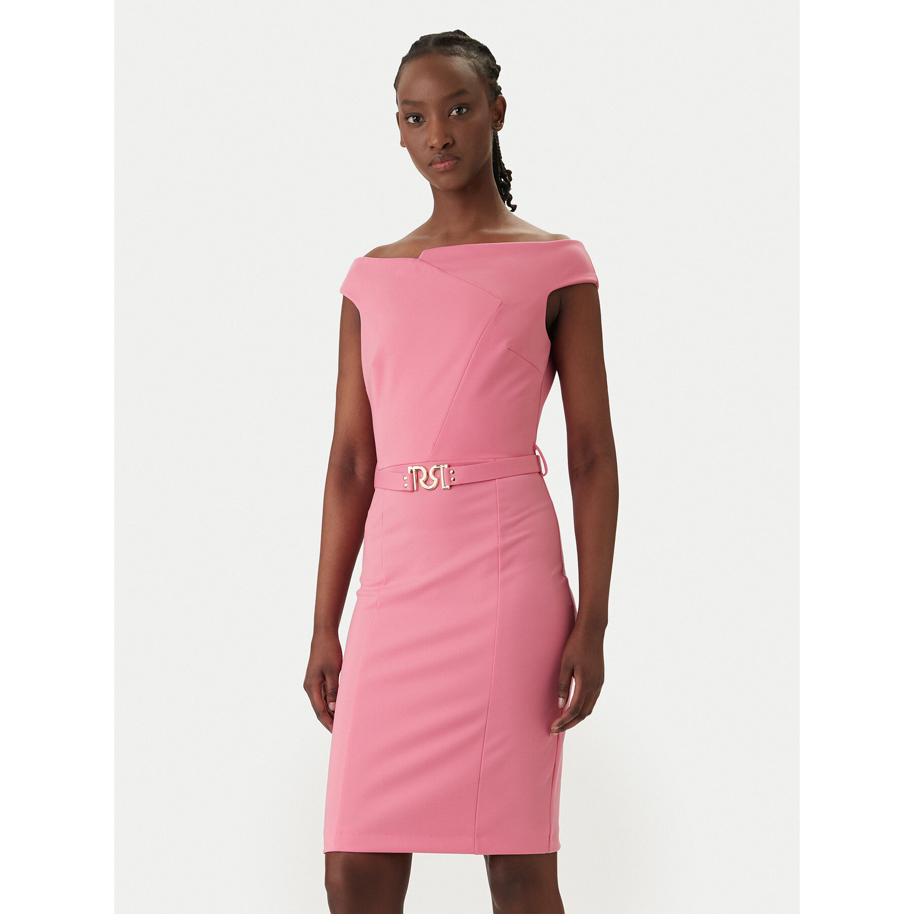 Rinascimento Sukienka koktajlowa CFC0127755003 Różowy Slim Fit