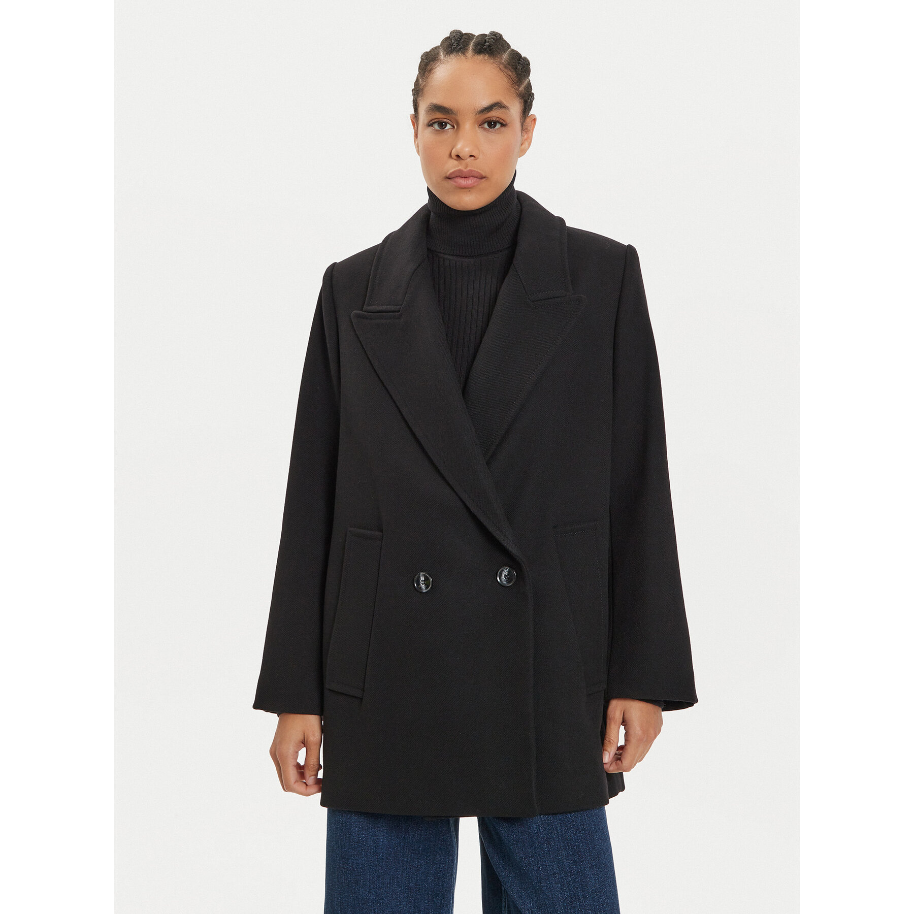IVY OAK Płaszcz wełniany Jenna IO119100 Czarny Regular Fit