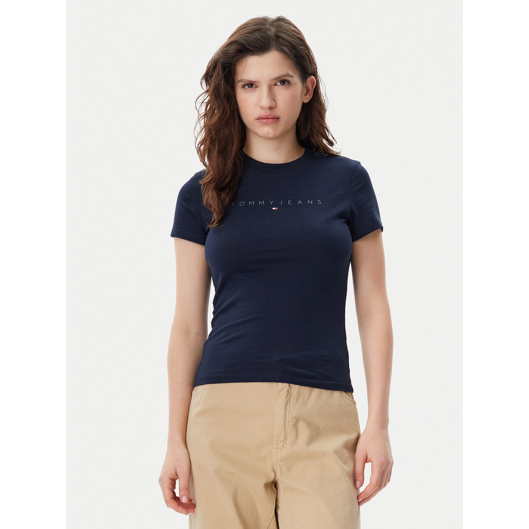 Tommy Jeans T-Shirt Tonal Linear DW0DW20315 Granatowy Slim Fit