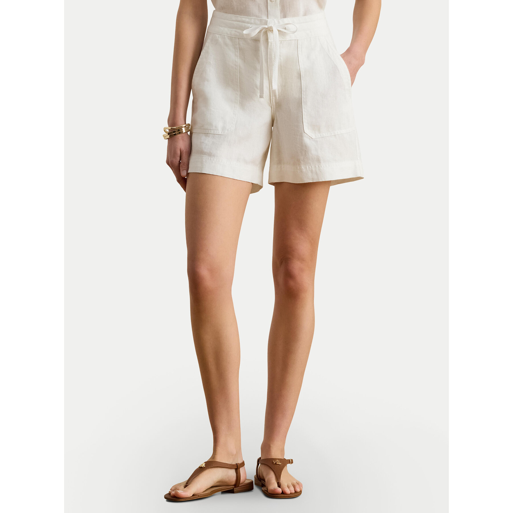 LAUREN RALPH LAUREN Szorty materiałowe 200P13694001 Biały Regular Fit