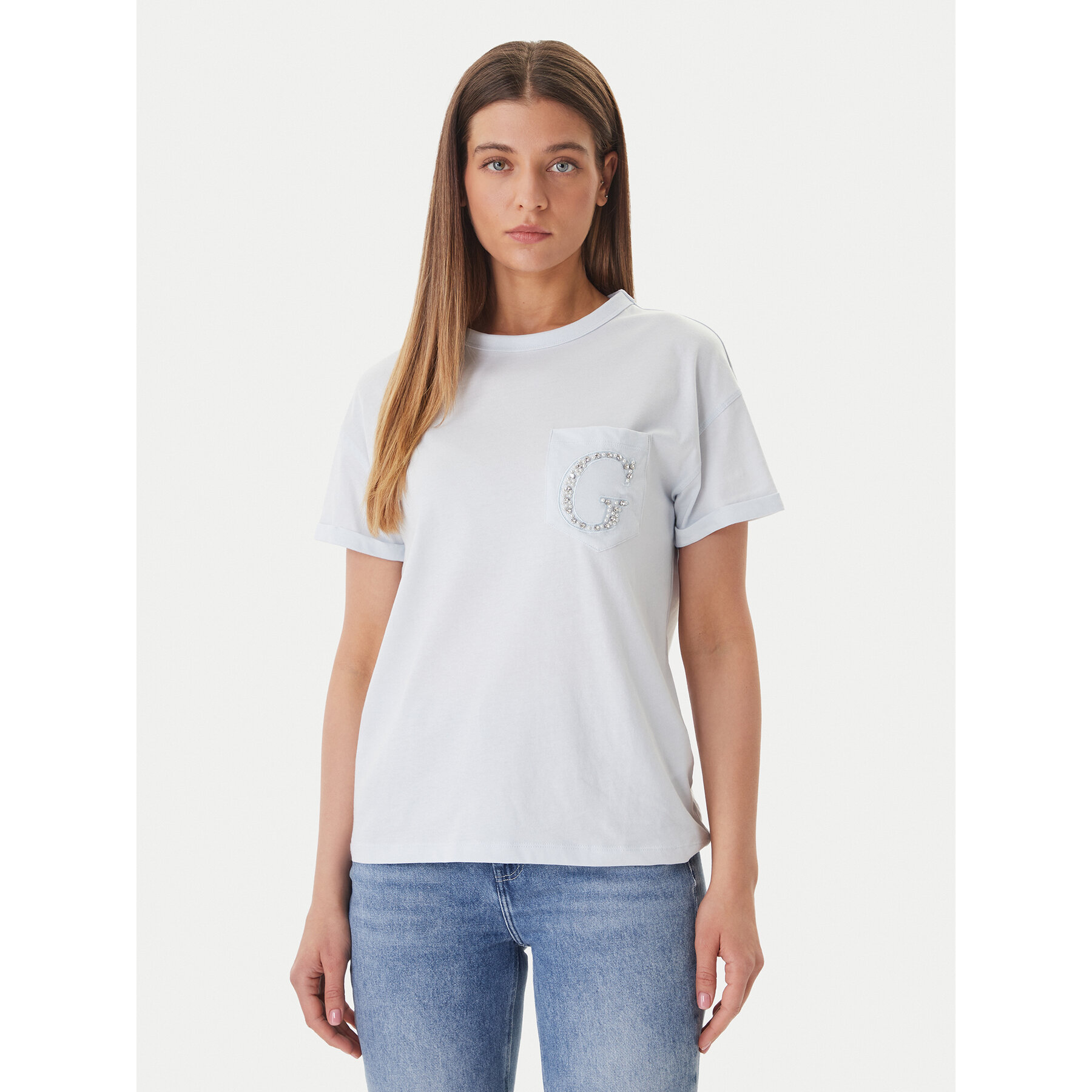 Guess T-Shirt W6GI17 K3037 Niebieski Regular Fit