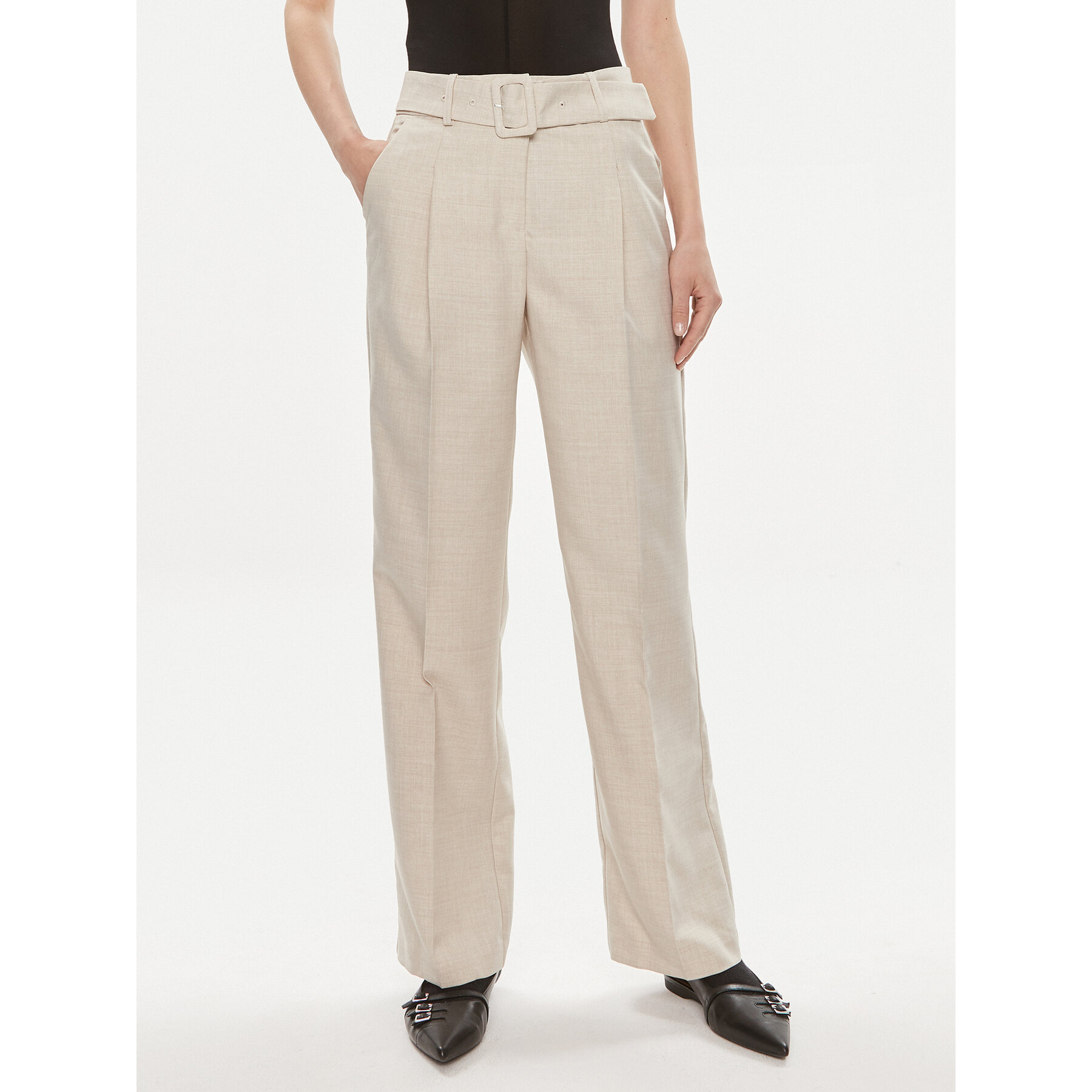 Vero Moda Spodnie materiałowe Nancy 10304626 Beżowy Straight Fit