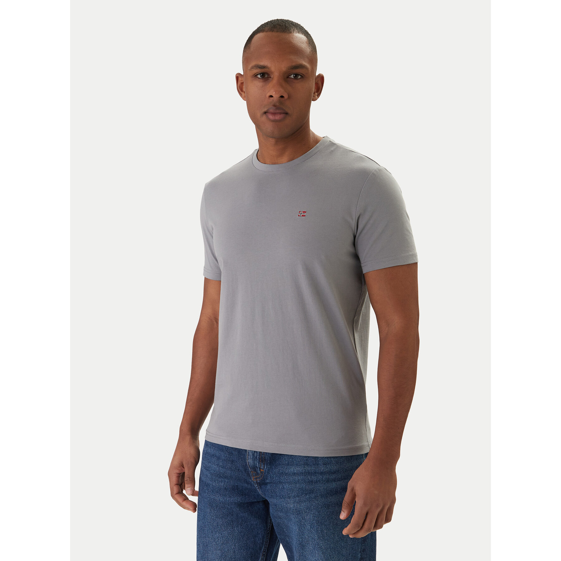 Napapijri T-Shirt Salis NP0A4H8D Szary Regular Fit
