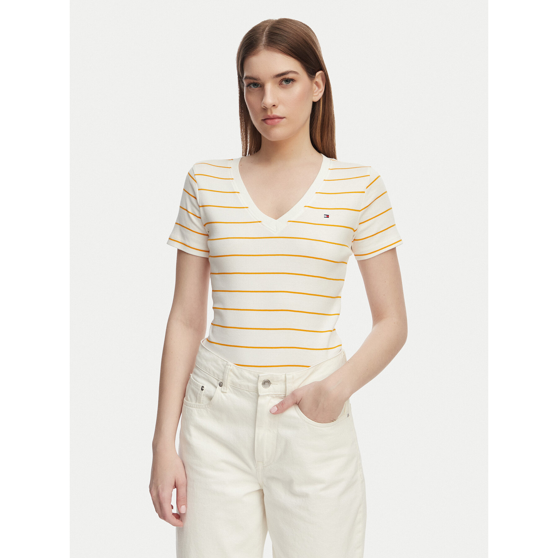 Tommy Hilfiger T-Shirt New Cody WW0WW40584 Pomarańczowy Slim Fit