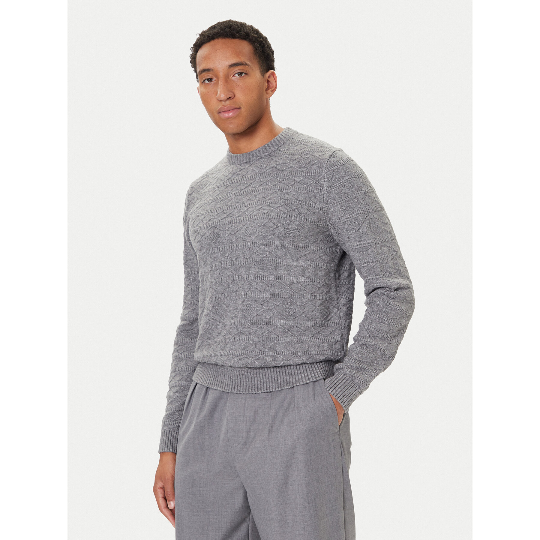 Guess Sweter M5BR42 Z2ZK2 Szary Regular Fit