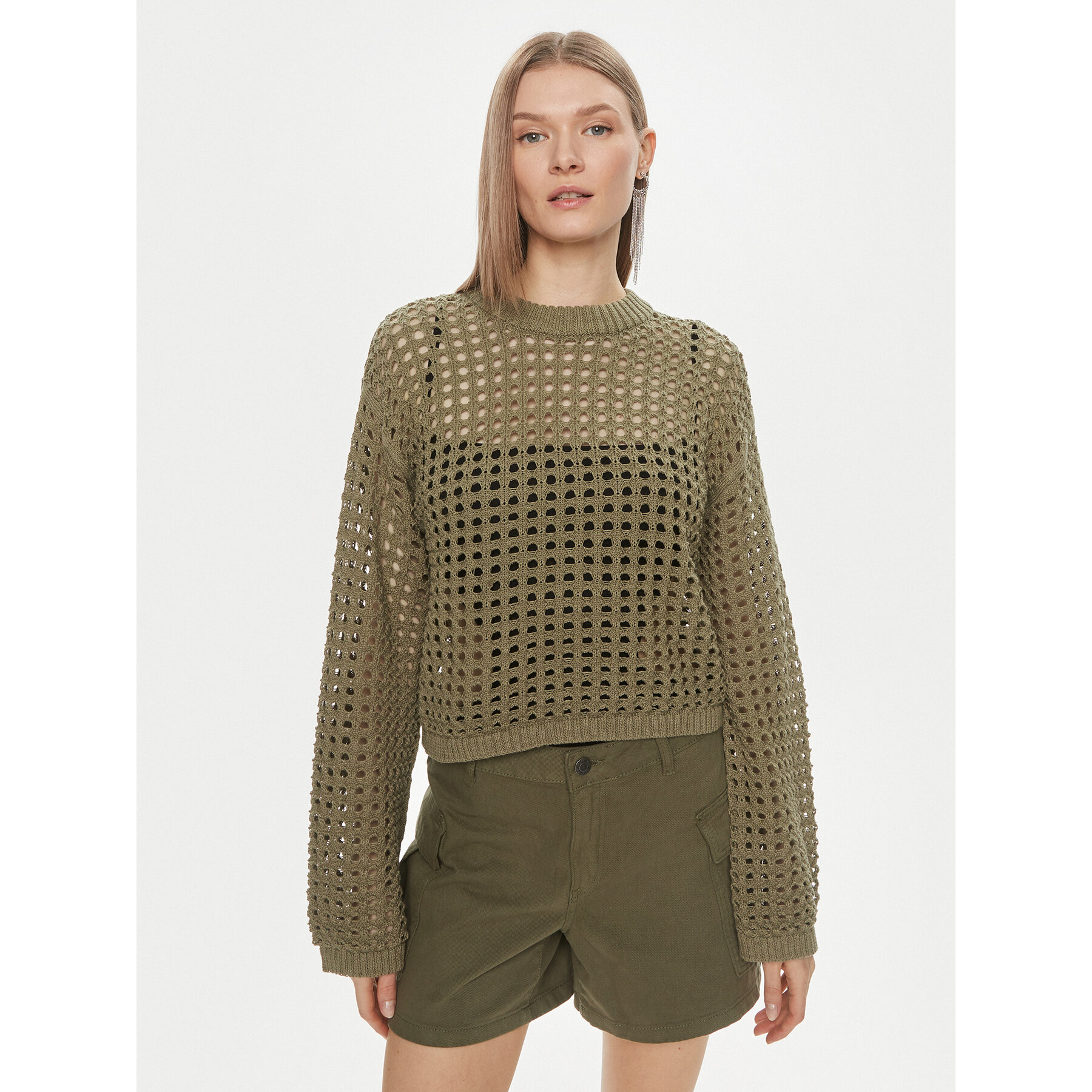 JDY Sweter Ronda 15317229 Zielony Regular Fit