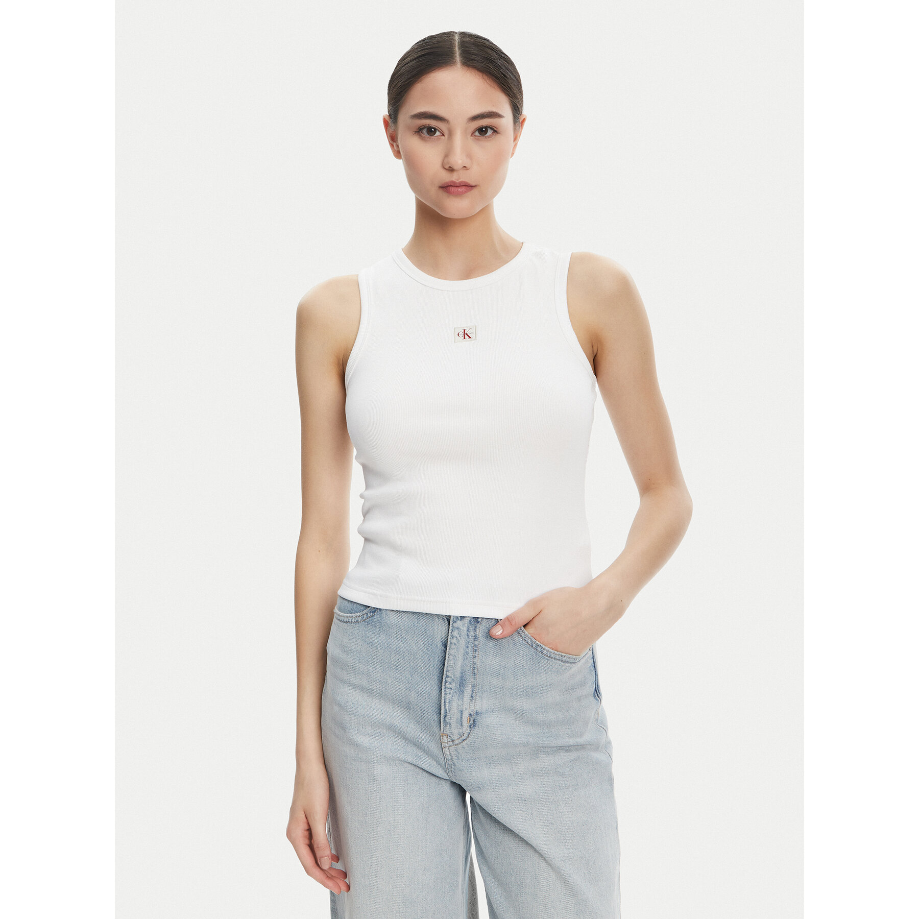 Calvin Klein Jeans Top LV047C201G Biały Slim Fit