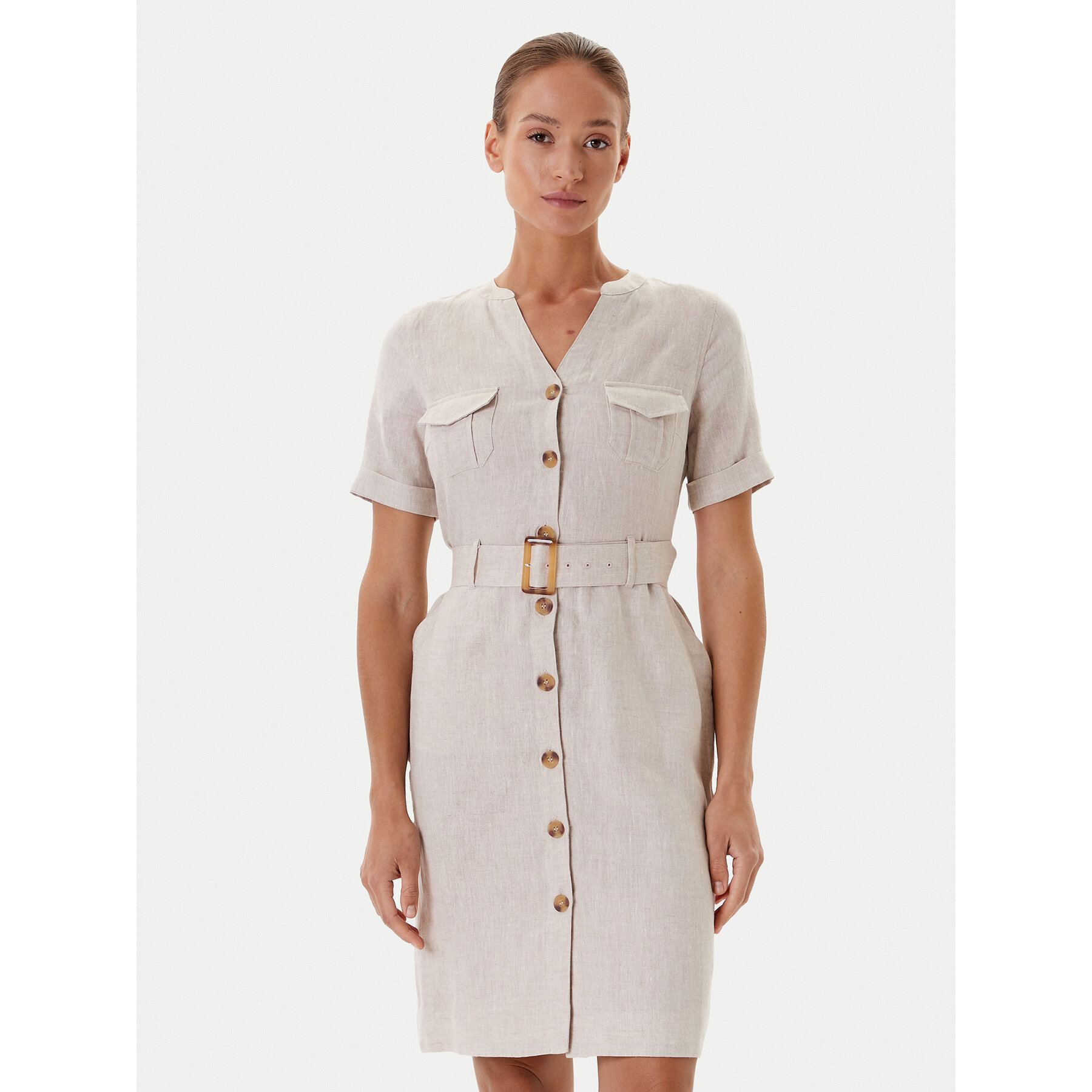 Tatuum Sukienka koszulowa Sofori T2509.204 Beżowy Regular Fit