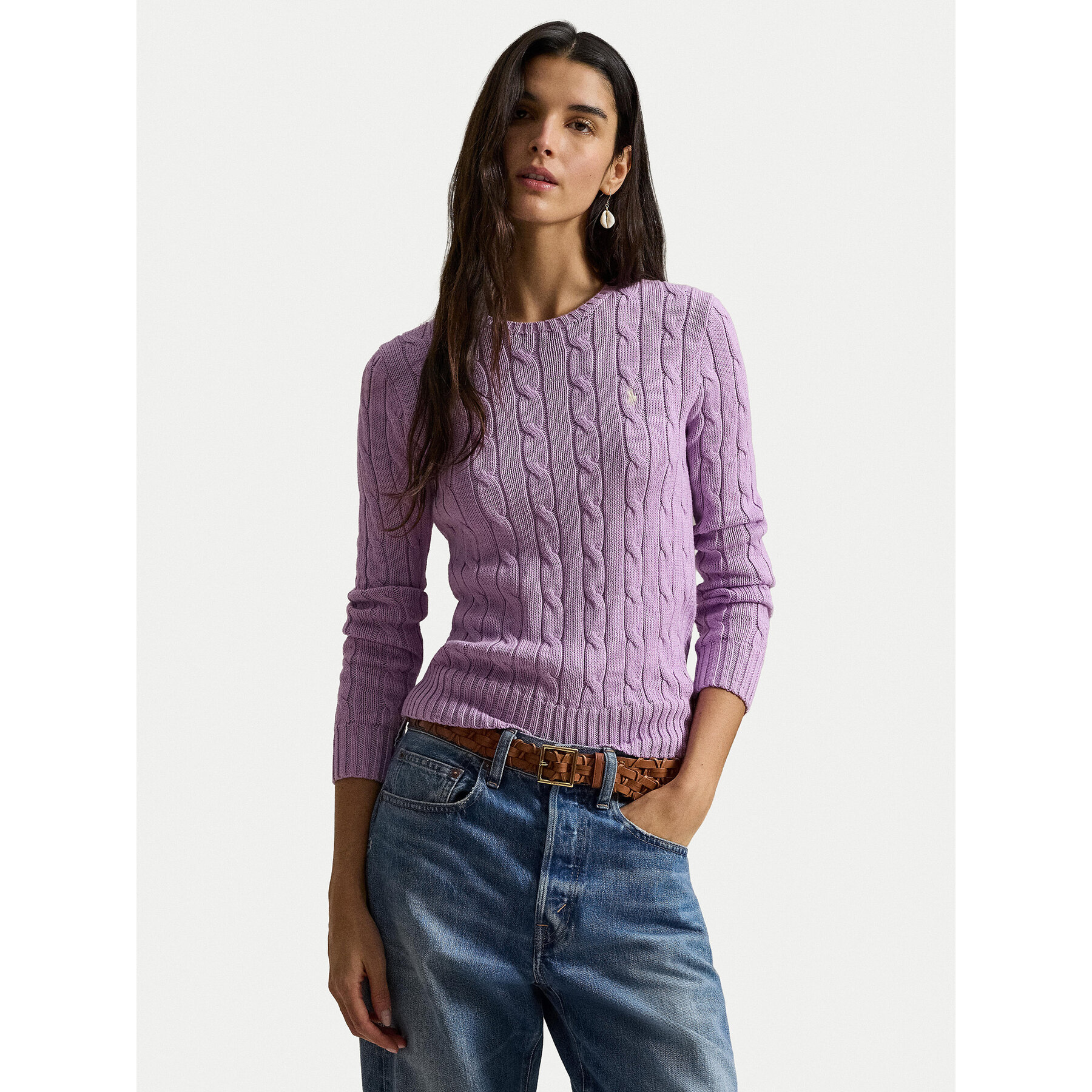 Polo Ralph Lauren Sweter 211971869505 Fioletowy Slim Fit