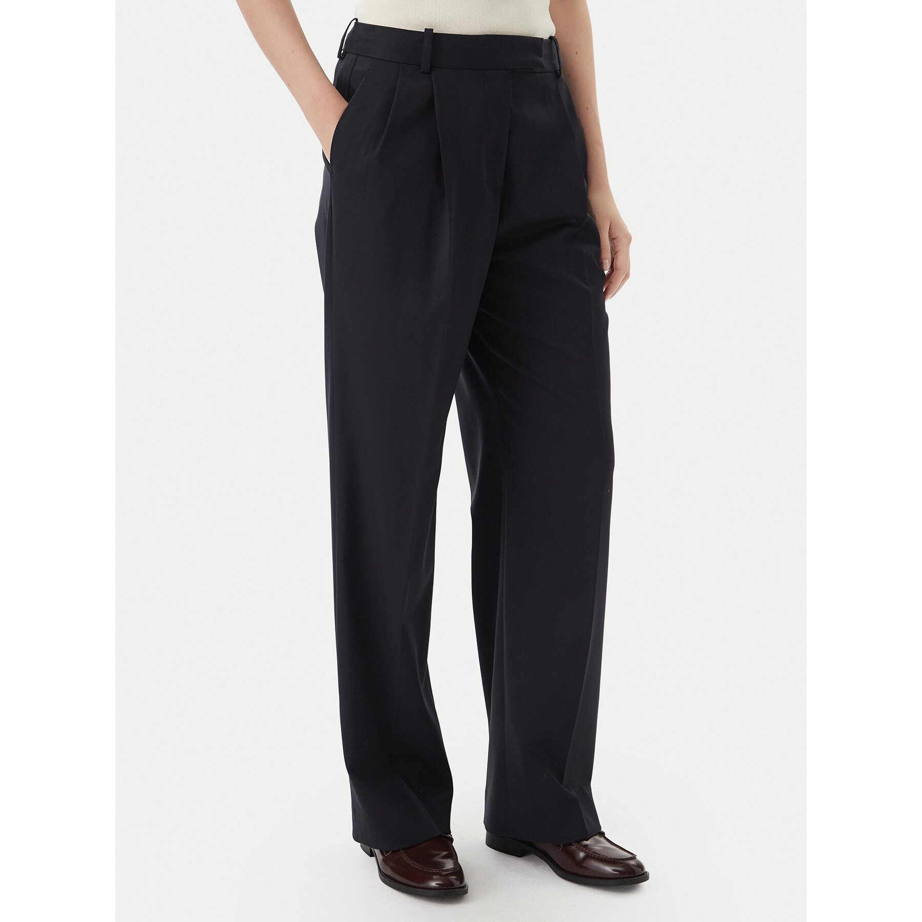 Tommy Hilfiger Spodnie materiałowe Timeless WW0WW48352 Granatowy Straight Fit