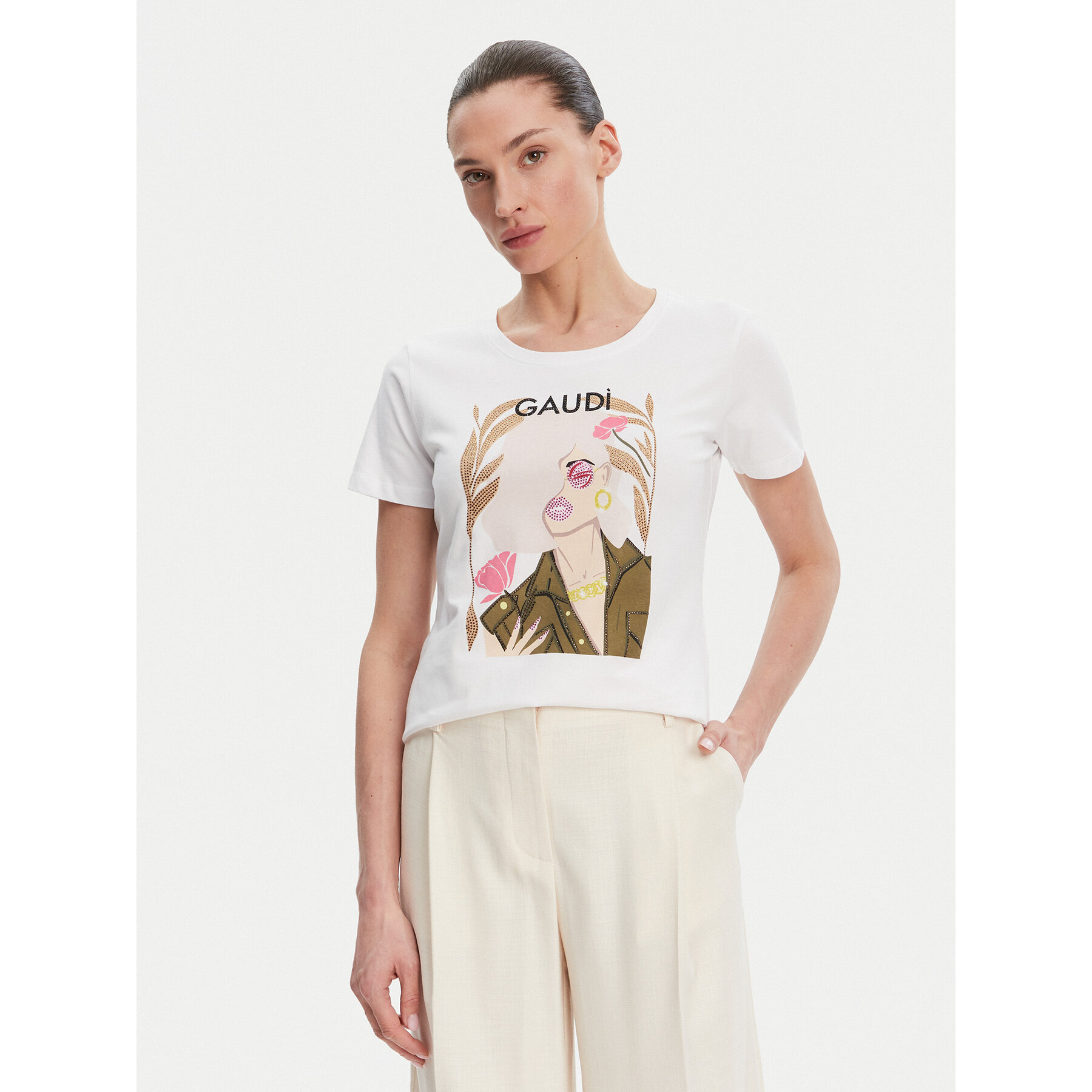 Gaudi T-Shirt 511BD64035 Biały Regular Fit