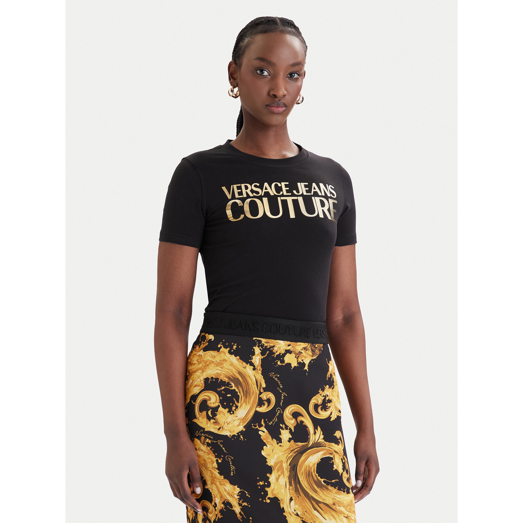 Versace Jeans Couture T-Shirt 80HAHT00 CJ03T Czarny Slim Fit